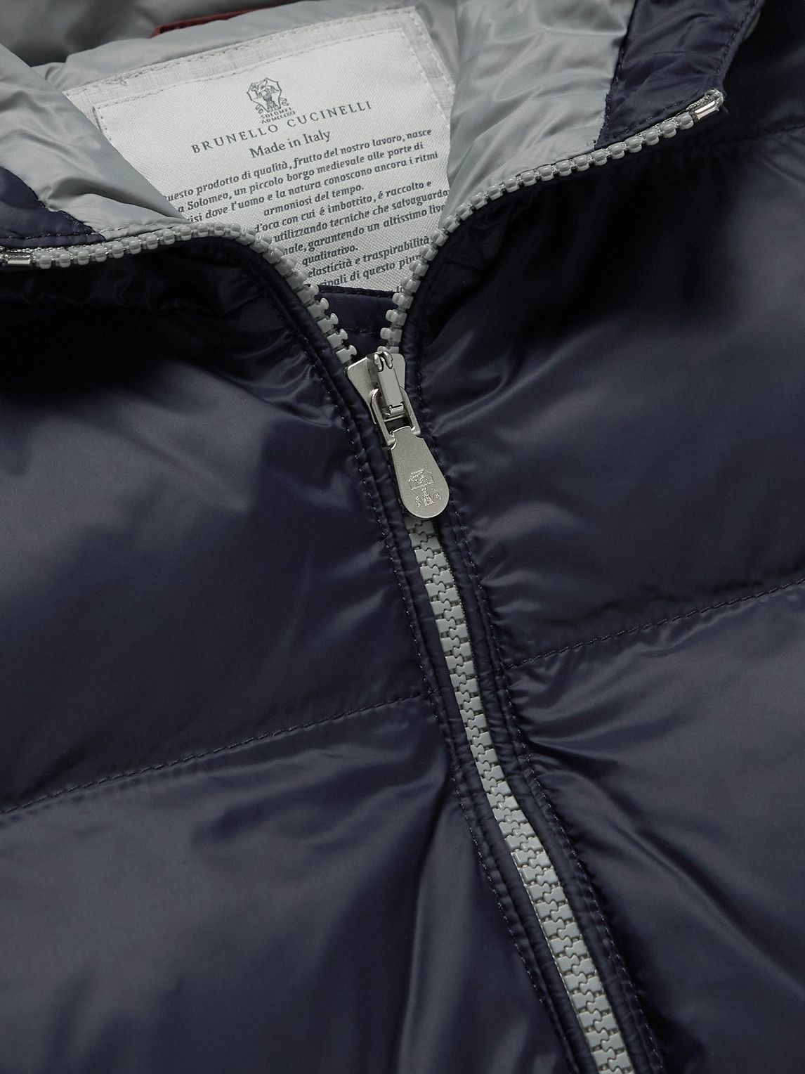 Brunello Cucinelli o1w1db10225 Quilted Shell Down Hooded Jacket in Dark Navy Size US XL / EU 56 / 4 - 5 Thumbnail
