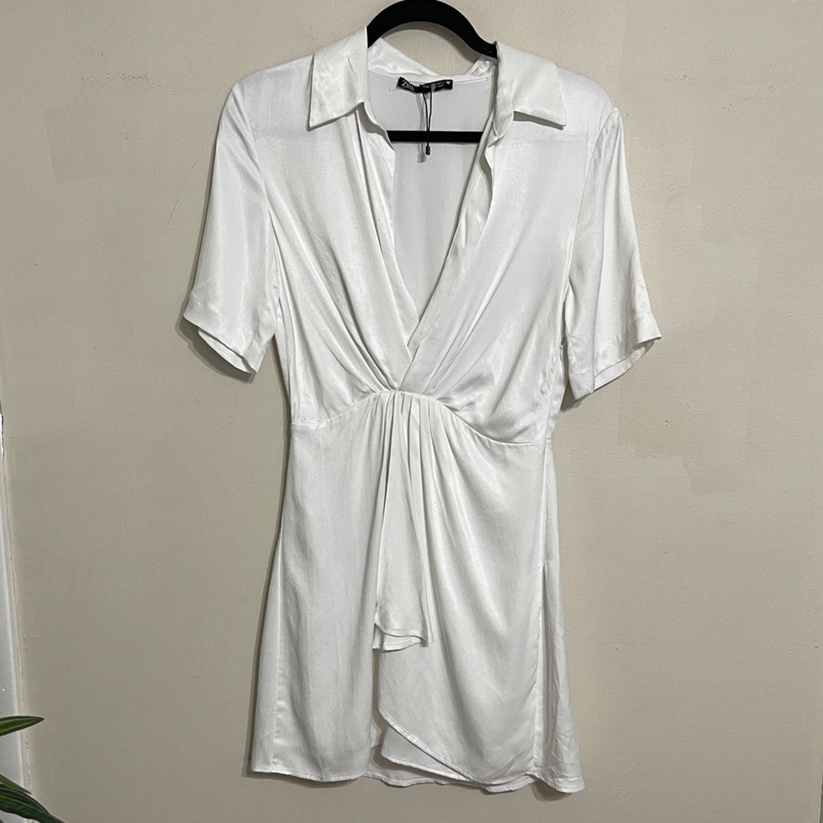 Zara Zara White Satin Effect Mini Dress New Size XS Size XS / US 0-2 / IT 36-38 - 4 Thumbnail