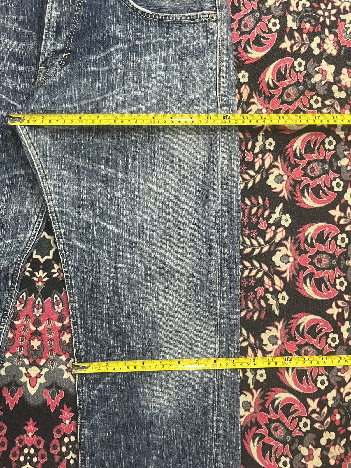 Edwin Edwin 503 Blue Trip Slashed Blue Washed Straight Leg Jeans Size US 34 / EU 50 - 16 Thumbnail