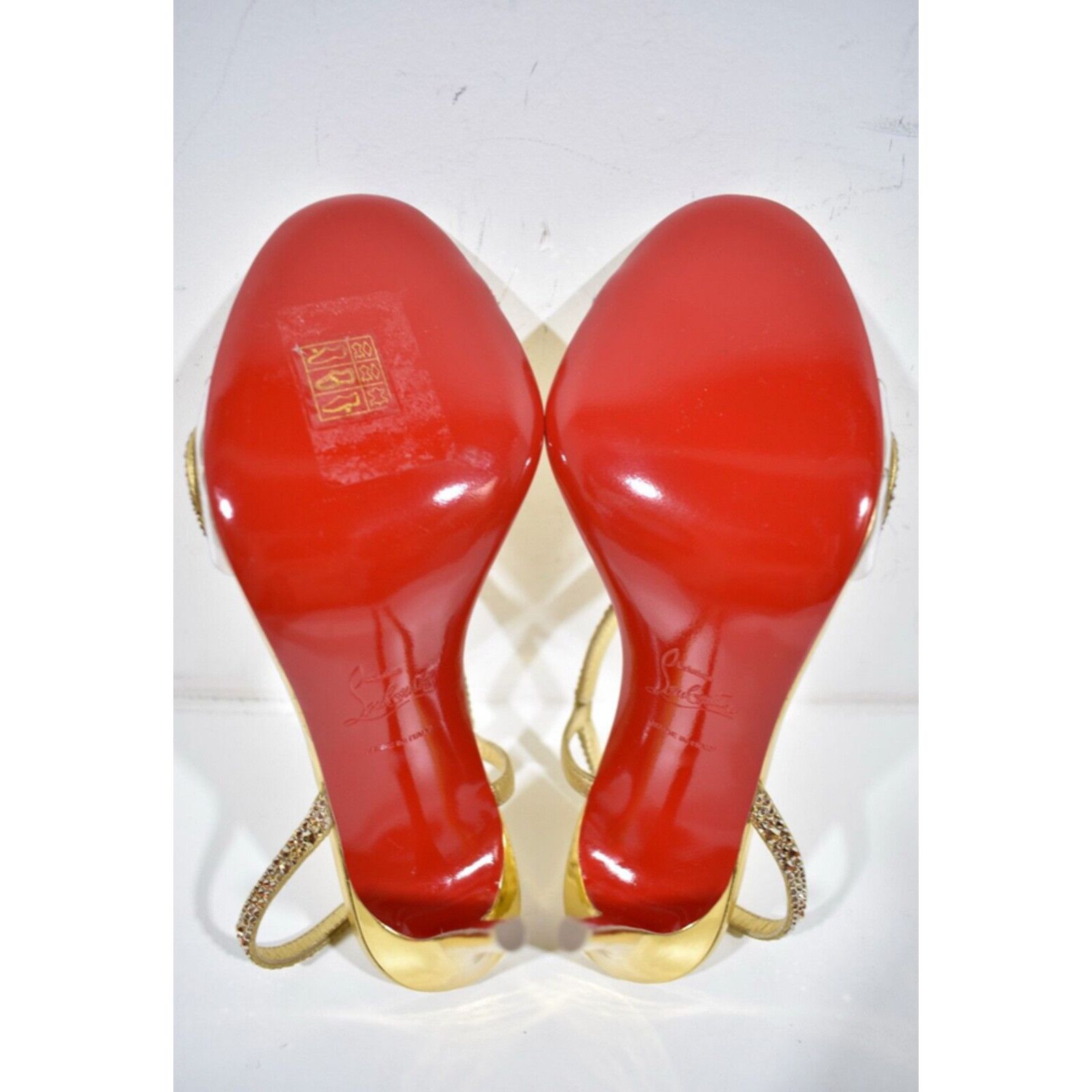 Christian Louboutin Rosalie Strass 100 Gold Ankle Strap Sandal Heel Pump 41 Size US 11 / IT 41 - 12 Thumbnail