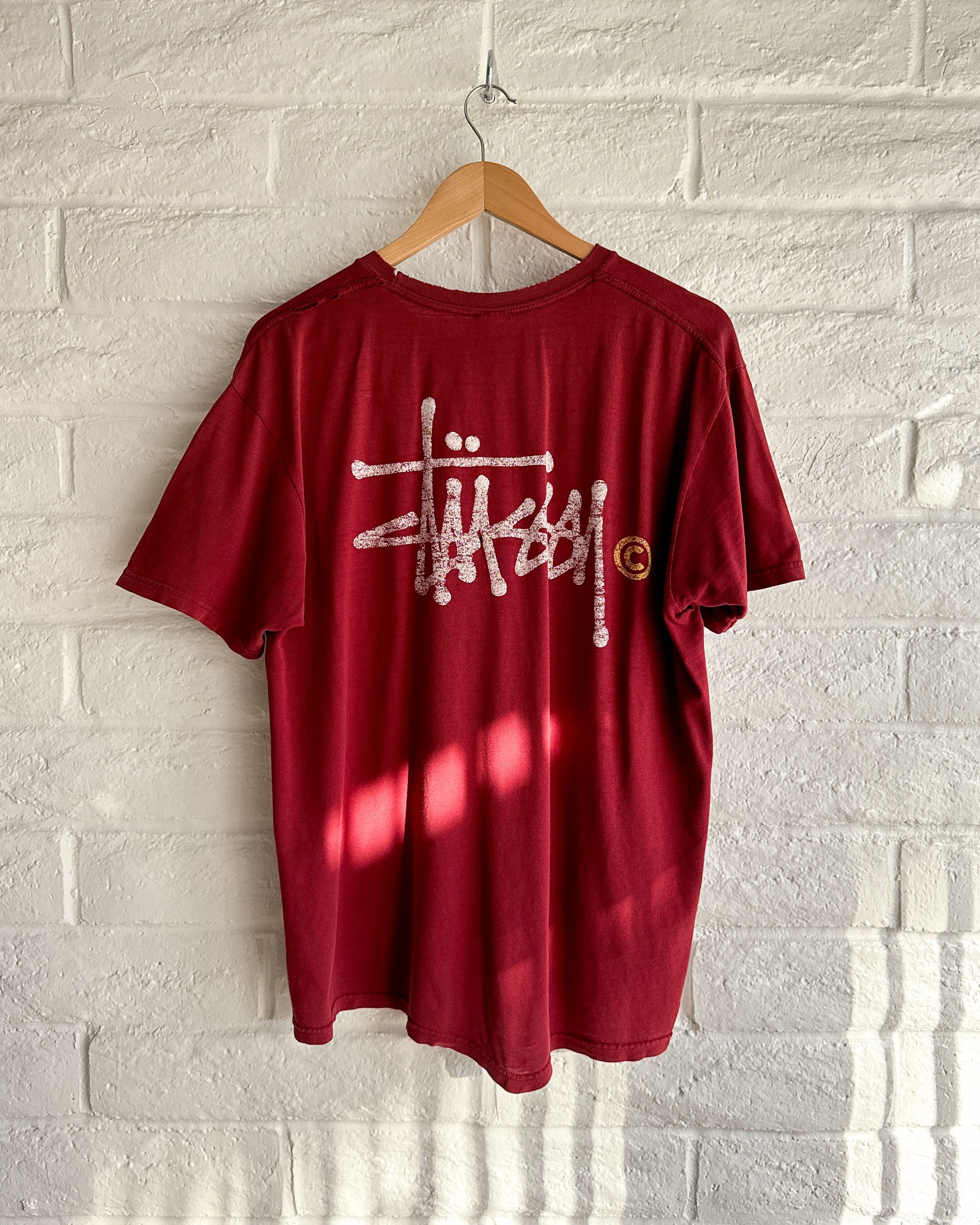 Vintage 00s Stussy T Shirt Red Men's XL Y2K Faded Distressed