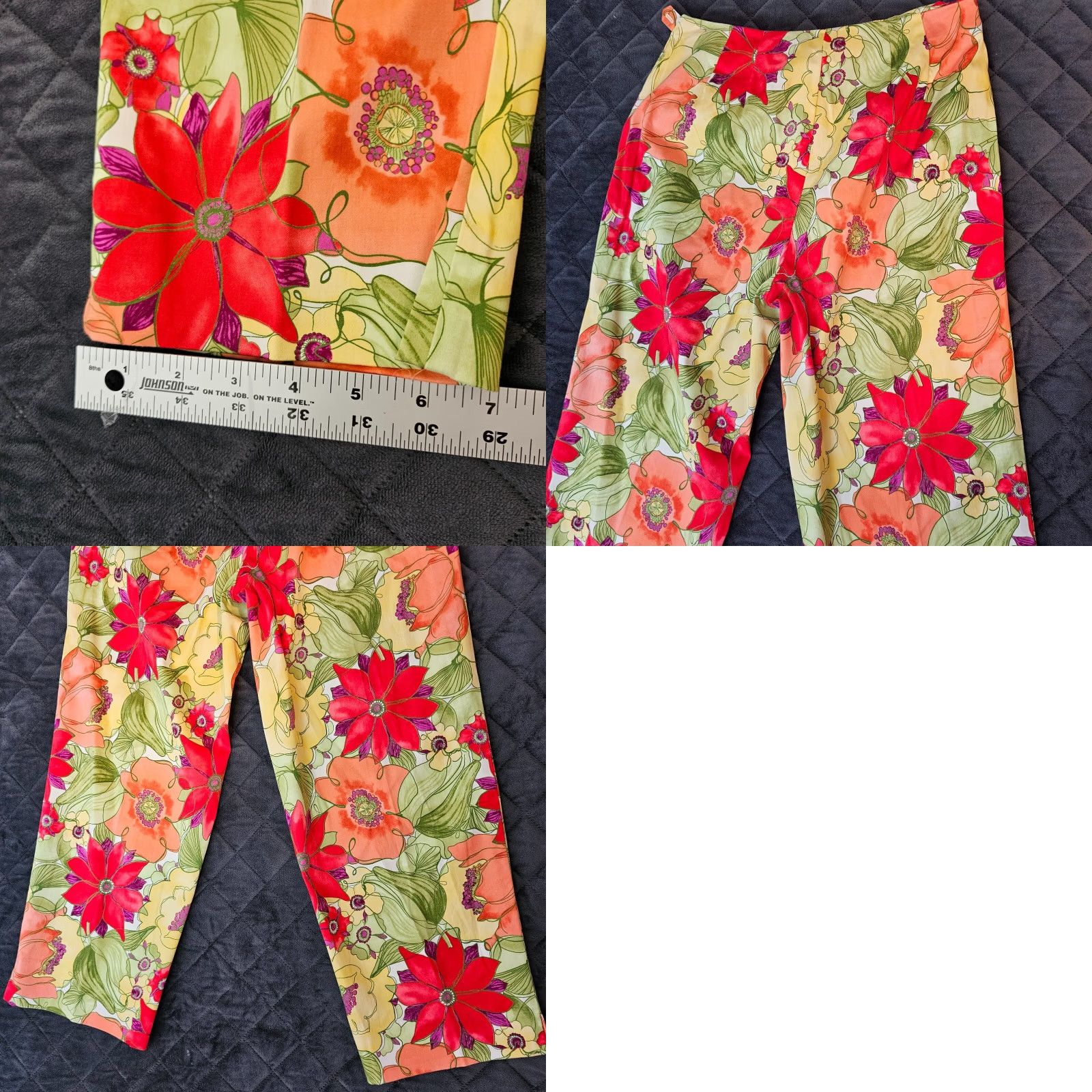 Talbots Talbot Talbots Petite Women Pants Green Floral Pattern Crop Side Zipper Pull On Size 4 Size 27" / US 4 / IT 40 - 8 Thumbnail