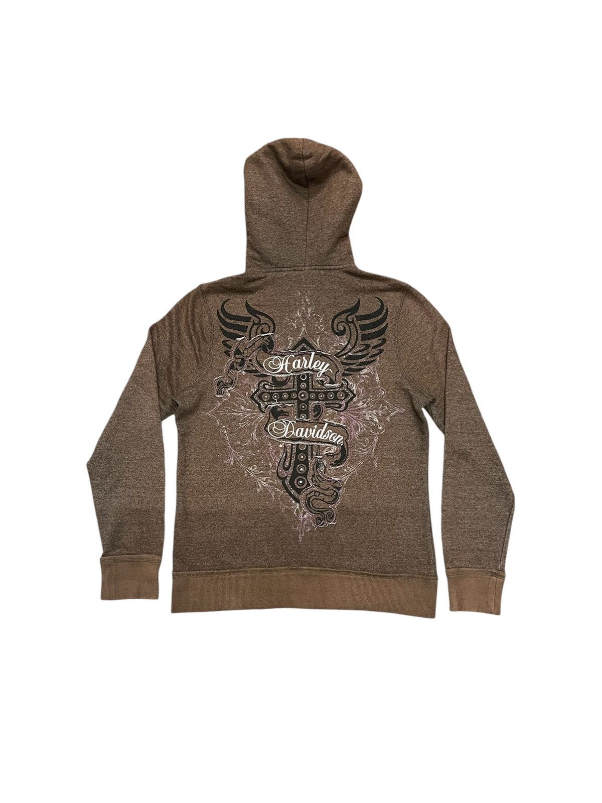 Harley Davidson VINTAGE Y2K HARLEY DAVIDSON SPELLOUT CROSS FADED HOODIE Size M / US 6-8 / IT 42-44 - 1 Thumbnail