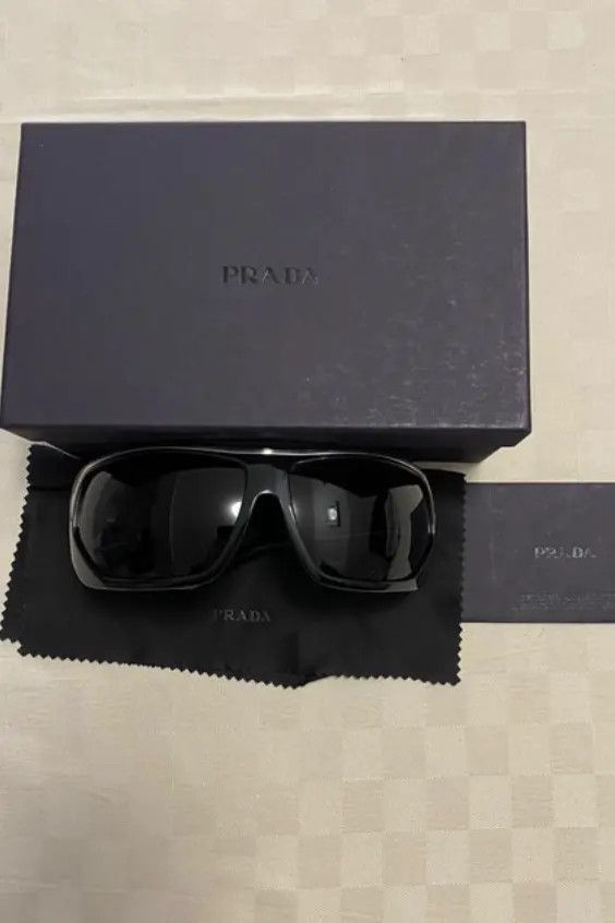 Prada × Vintage PRADA Sunglasses Rectangle Wrap Shield Metal Symbole RI927 Size ONE SIZE - 5 Thumbnail