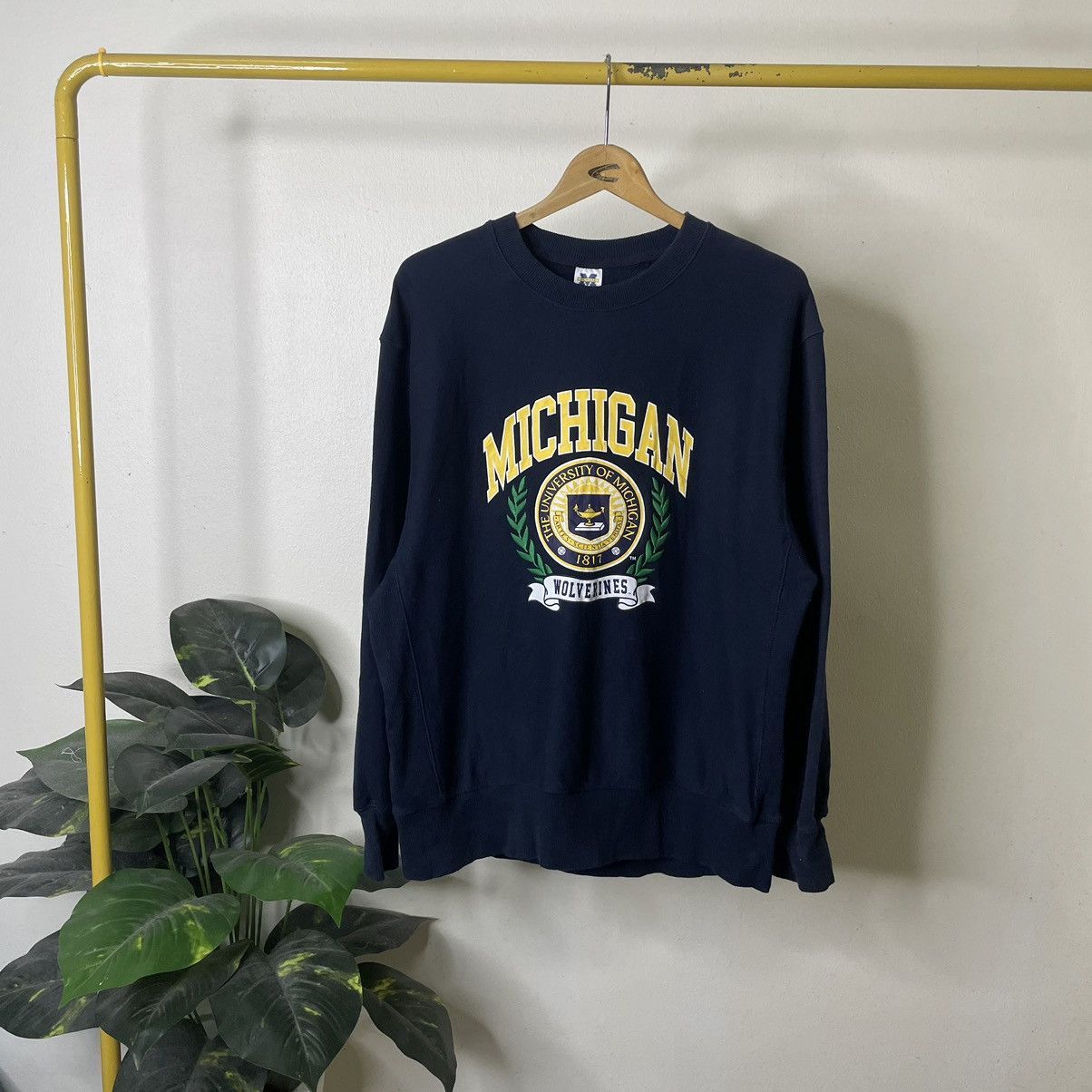 Vintage Vintage Y2K University Of Michigan Reverse Weave Sweatshirt Size US M / EU 48-50 / 2 - 1 Thumbnail