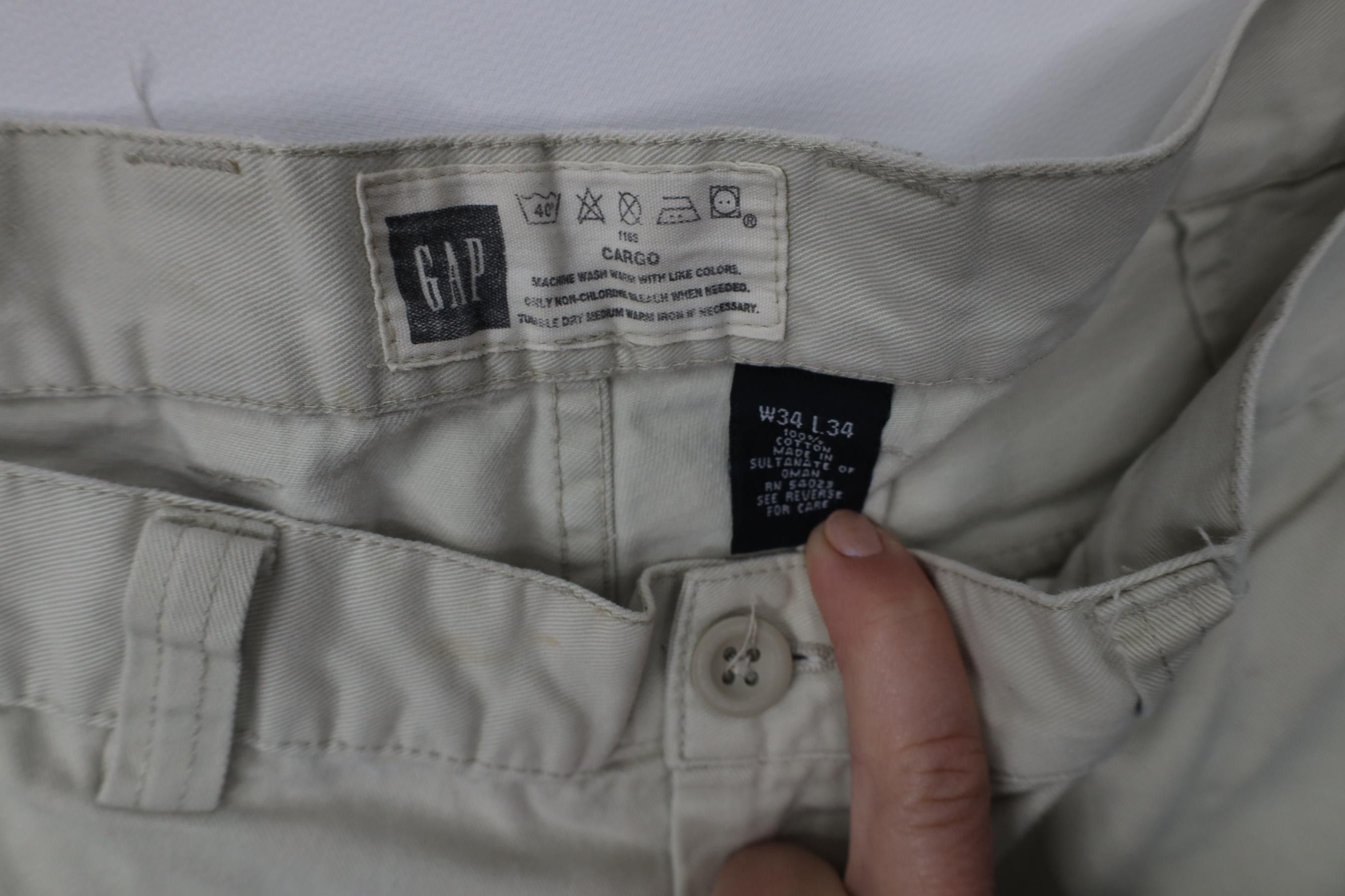 Gap Vintage 90s Y2K Gap Baggy Wide Leg Cargo Pants Stone Cotton Size US 34 / EU 50 - 13 Thumbnail
