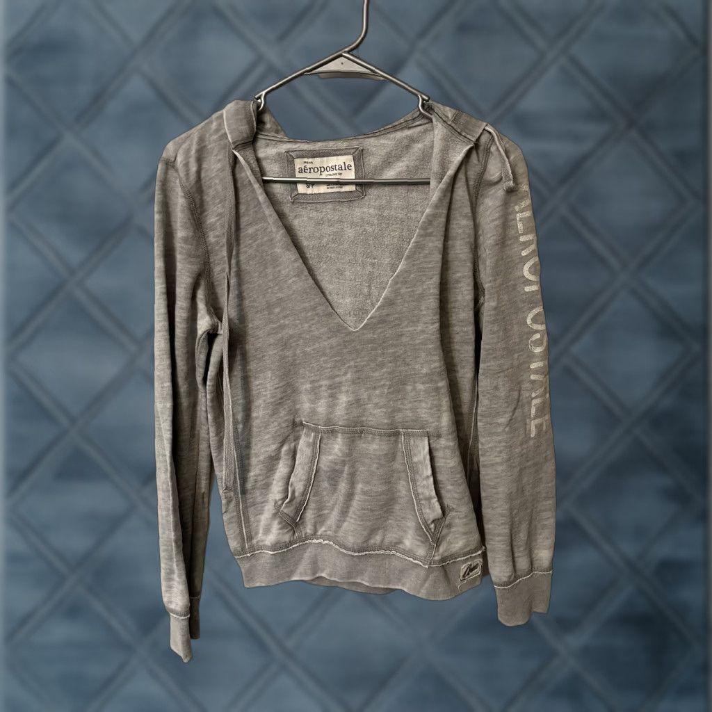 Vintage VINTAGE Aeropostale Hoodie Shirt Women Small Grey Logo Raglan Sleeve 3D 90s Classic Size S / US 4 / IT 40 - 1 Thumbnail