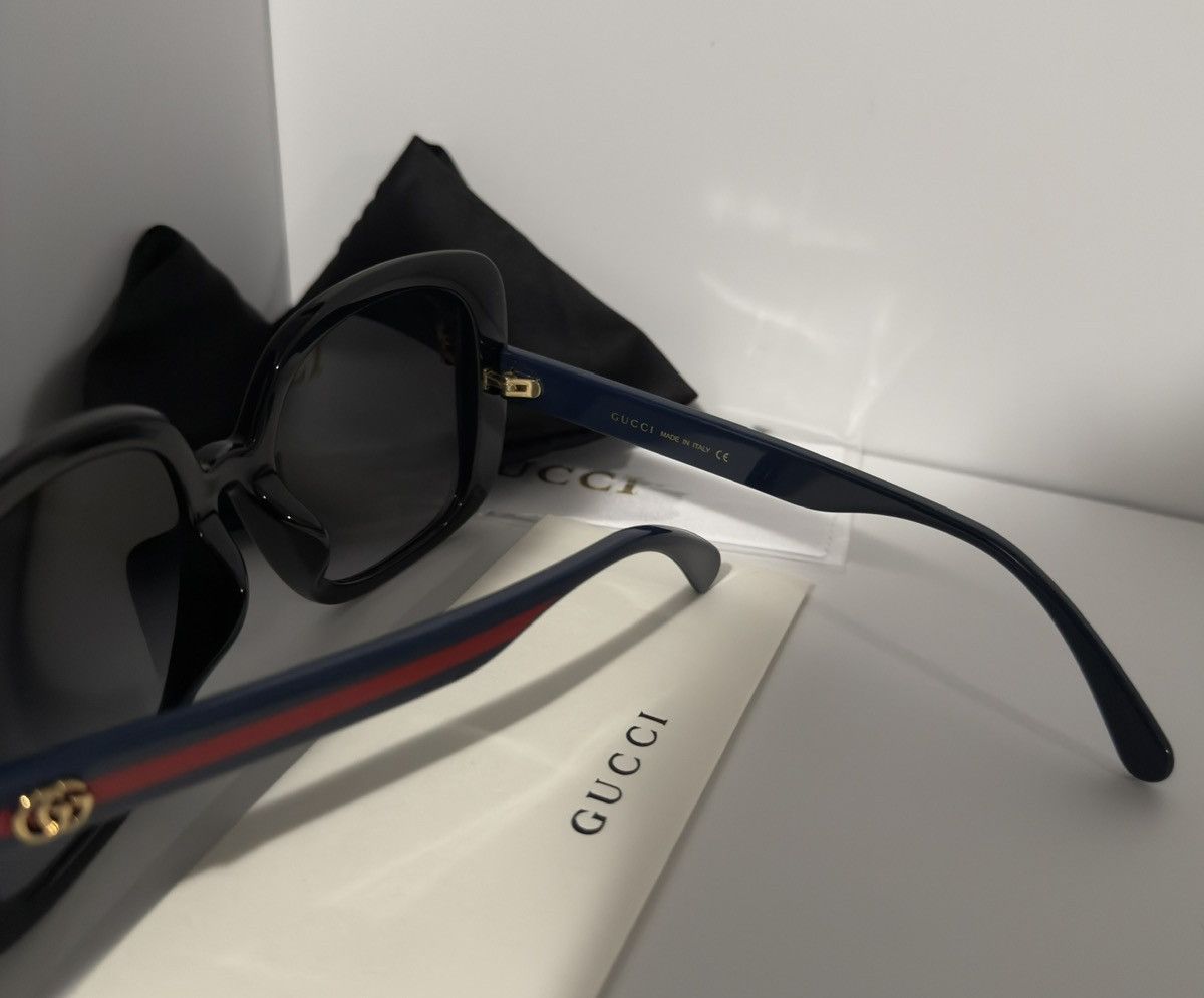 Gucci Gucci GG0713S Black Square Sunglasses Blue Red Web Size ONE SIZE - 6 Thumbnail