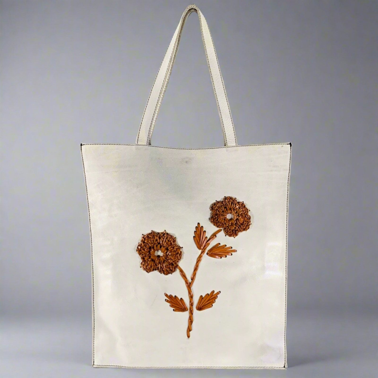 numero 10 Grey Floral Embossed Leather Tote Handbag & Leather Goods Size ONE SIZE - 1 Thumbnail