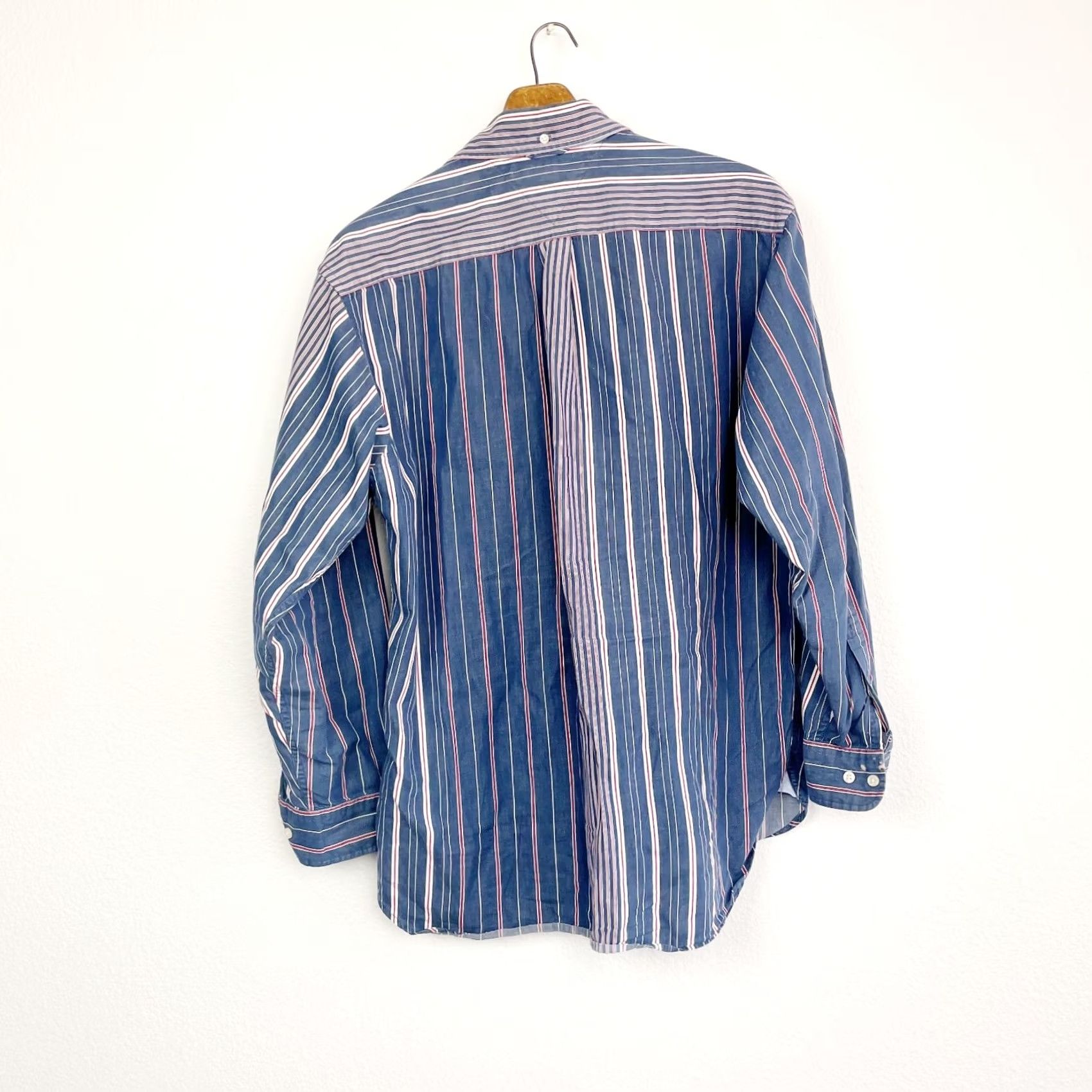 Tommy Hilfiger VINTAGE Tommy Hilfiger Shirt Mens Size M 1990s Red Blue Striped Long Sleeve Button-Front Cotton 100% Grunge Size US M / EU 48-50 / 2 - 7 Thumbnail
