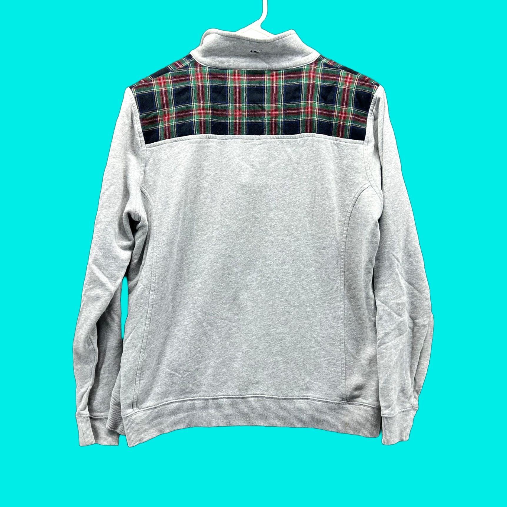 Vineyard Vines Vineyard Vines Shirt Mens Medium Gray Plaid Quarter Zip Pullover Shep Fleece Wool 1/4 Zip Pocket Logo Size US M / EU 48-50 / 2 - 1 Thumbnail