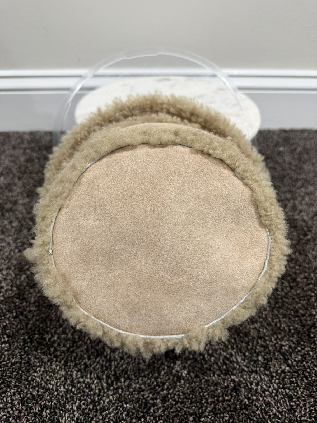 Prada Prada Beige Leather Sheep Fur Bucket Shearling Hat Size ONE SIZE - 5 Thumbnail
