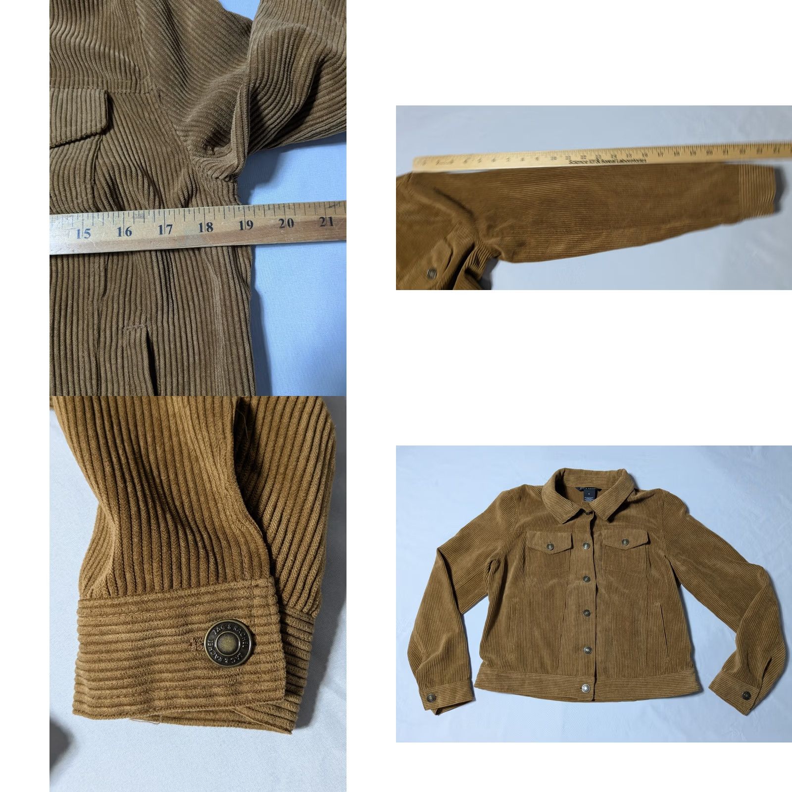 Vintage ZAC & RACHEL Women Small Brown Button Cropped Corduroy Jacket Size S / US 4 / IT 40 - 8 Thumbnail