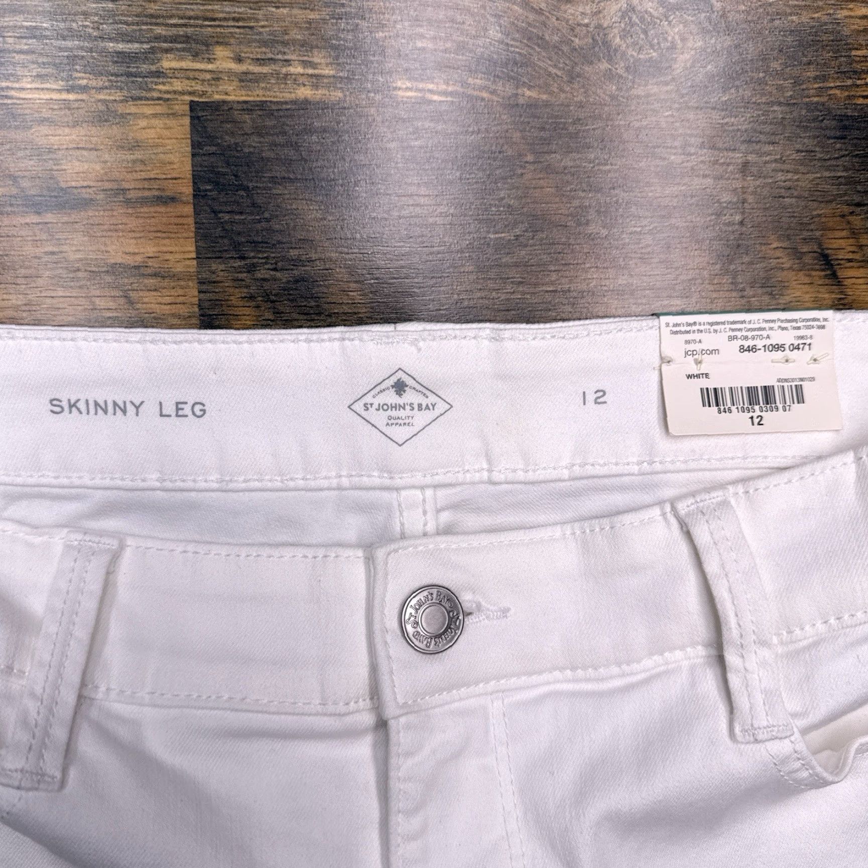 Vintage St Johns Bay Skinny Jeans Womens 12 White Mid Rise Stretch New Size 34" / US 12 / IT 48 - 5 Thumbnail