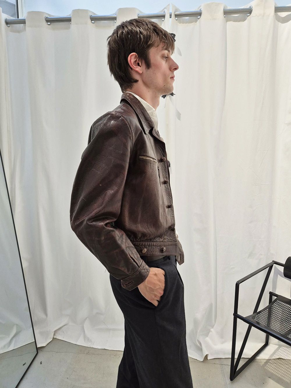 Vintage Vintage 1930's/1940's French cyclist leather jacket Size US M / EU 48-50 / 2 - 12 Thumbnail