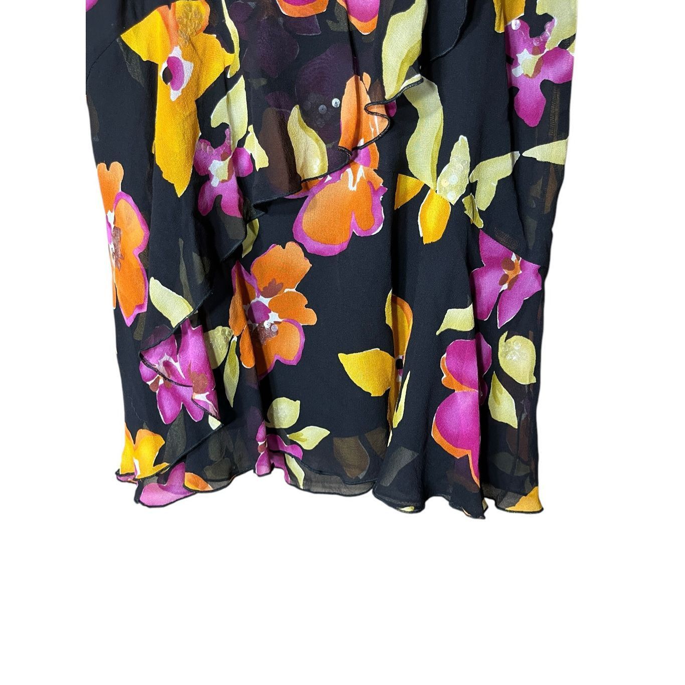 Jones New York Vintage Jones New York 100% Silk Skirt Layered Sequin Floral Size 26" / US 2 / IT 38 - 3 Thumbnail