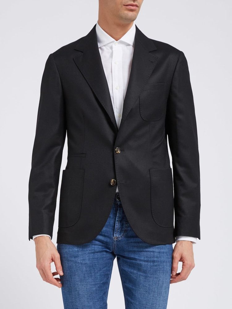 Brunello Cucinelli o1w1db10924 Woven Jacket Wool in Black Size US XL / EU 56 / 4 - 1 Preview