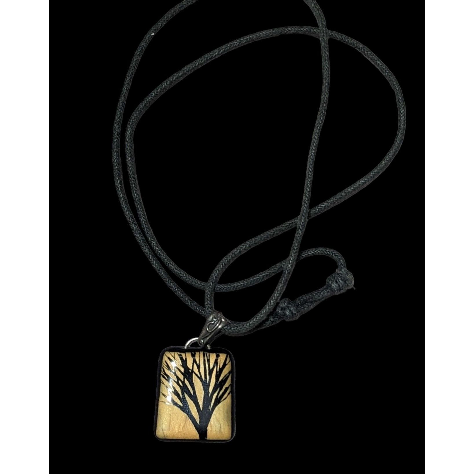Other Nature Inspired Painted Tree Glass Pendant Necklace Size ONE SIZE - 1 Thumbnail