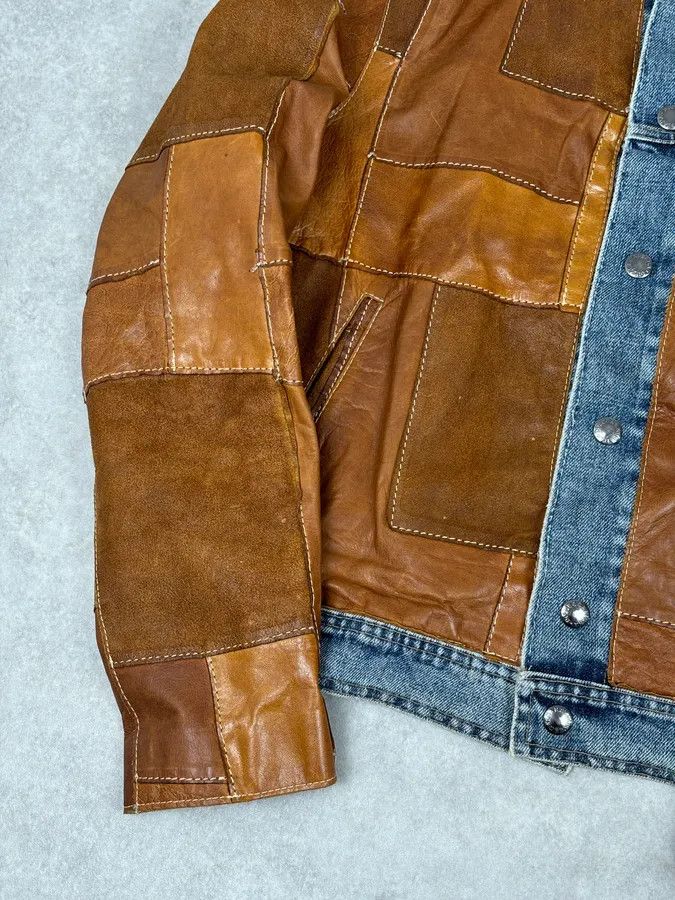 Dolce & Gabbana SS2001 Dolce & Gabbana Brown Patchwork Leather Denim Jacket Size US M / EU 48-50 / 2 - 8 Thumbnail