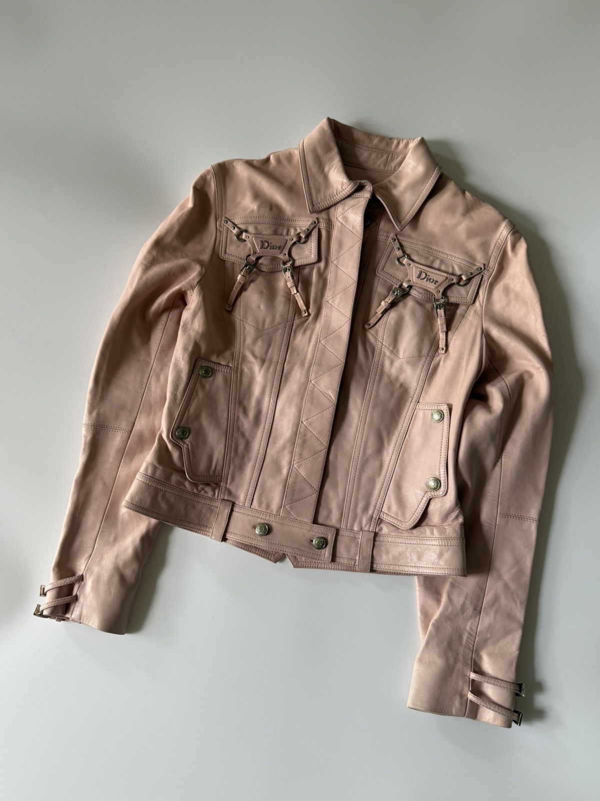 Dior Christian Dior by John Galliano S/S 2004 Pink Biker Jacket Size XS / US 0-2 / IT 36-38 - 3 Thumbnail