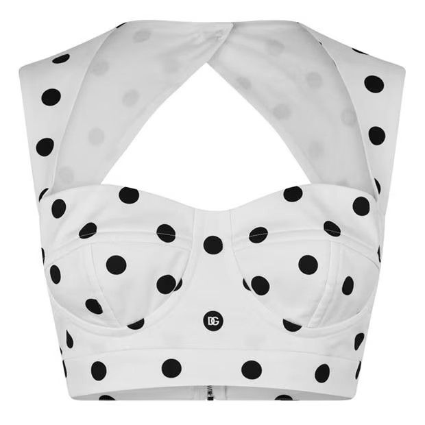 o1g2r1mq1024 Polka Crop Top in Bianco & Black