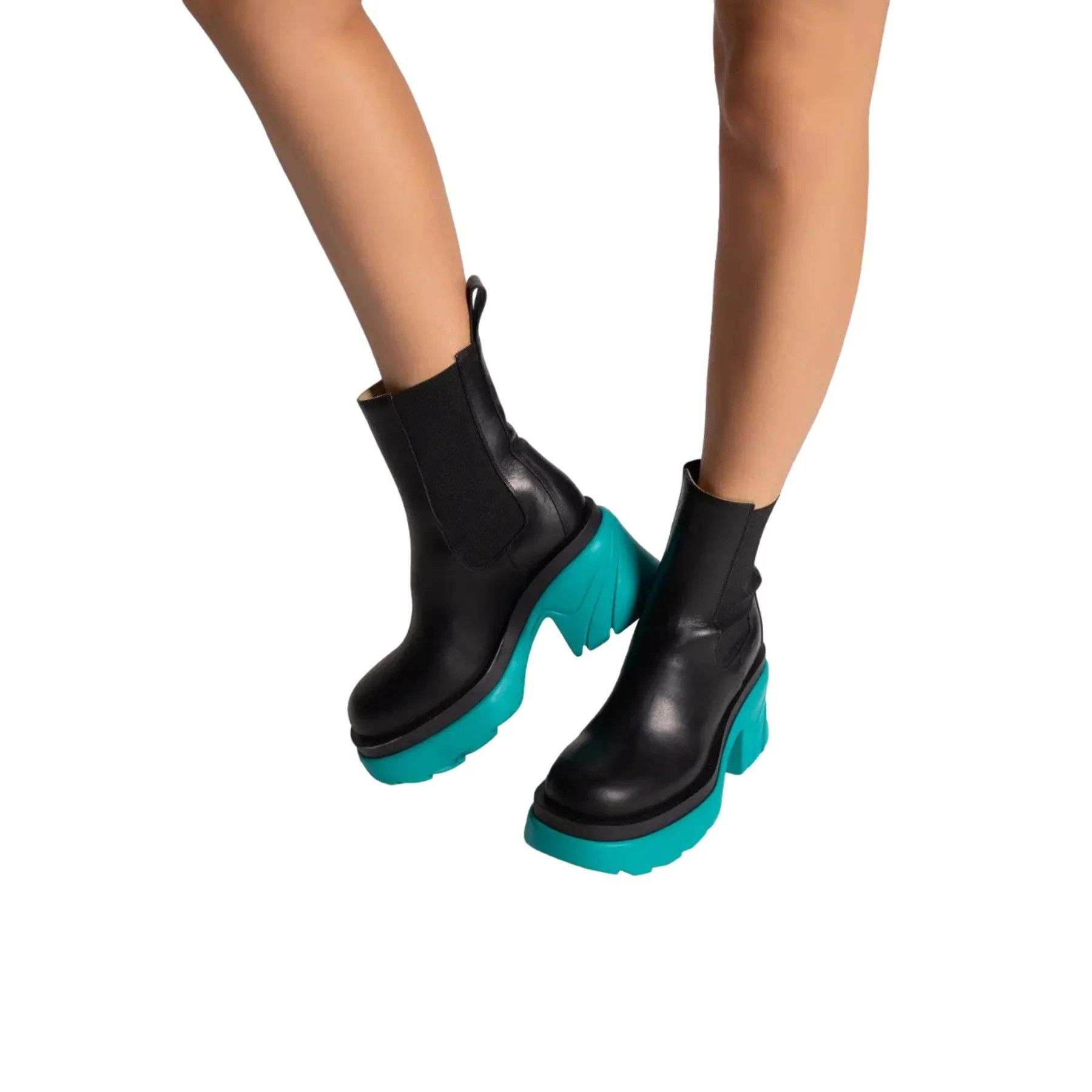 Bottega Veneta Flash Black Blue Leather Ankle Boots Size US 9.5 / IT 39.5 - 2 Thumbnail