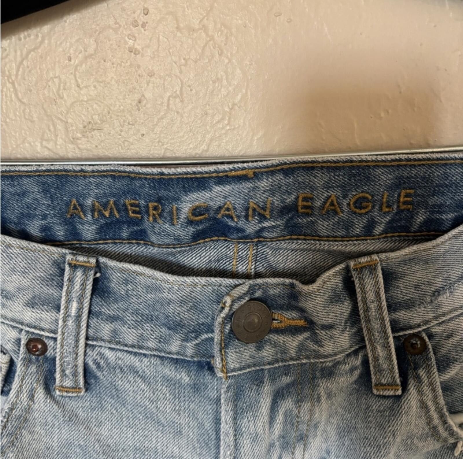 American Eagle Outfitters American Eagle Distressed Light Blue Jeans Size US 33 - 3 Thumbnail
