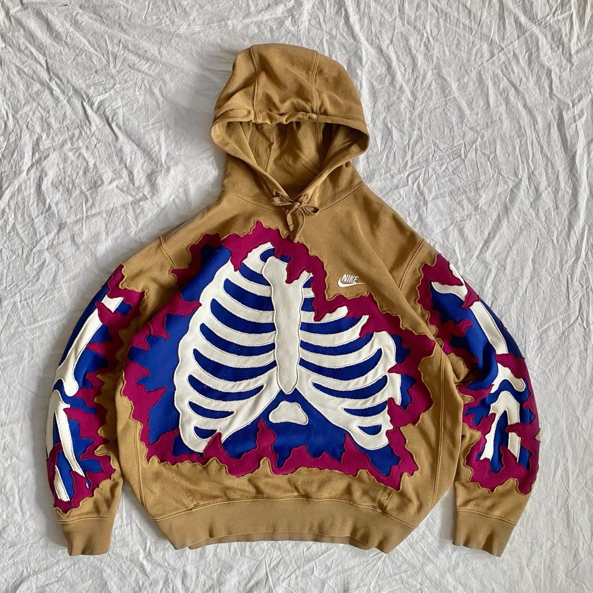 Nike Reworked Nike Skeleton Ripped Custom Hoodie | Grailed