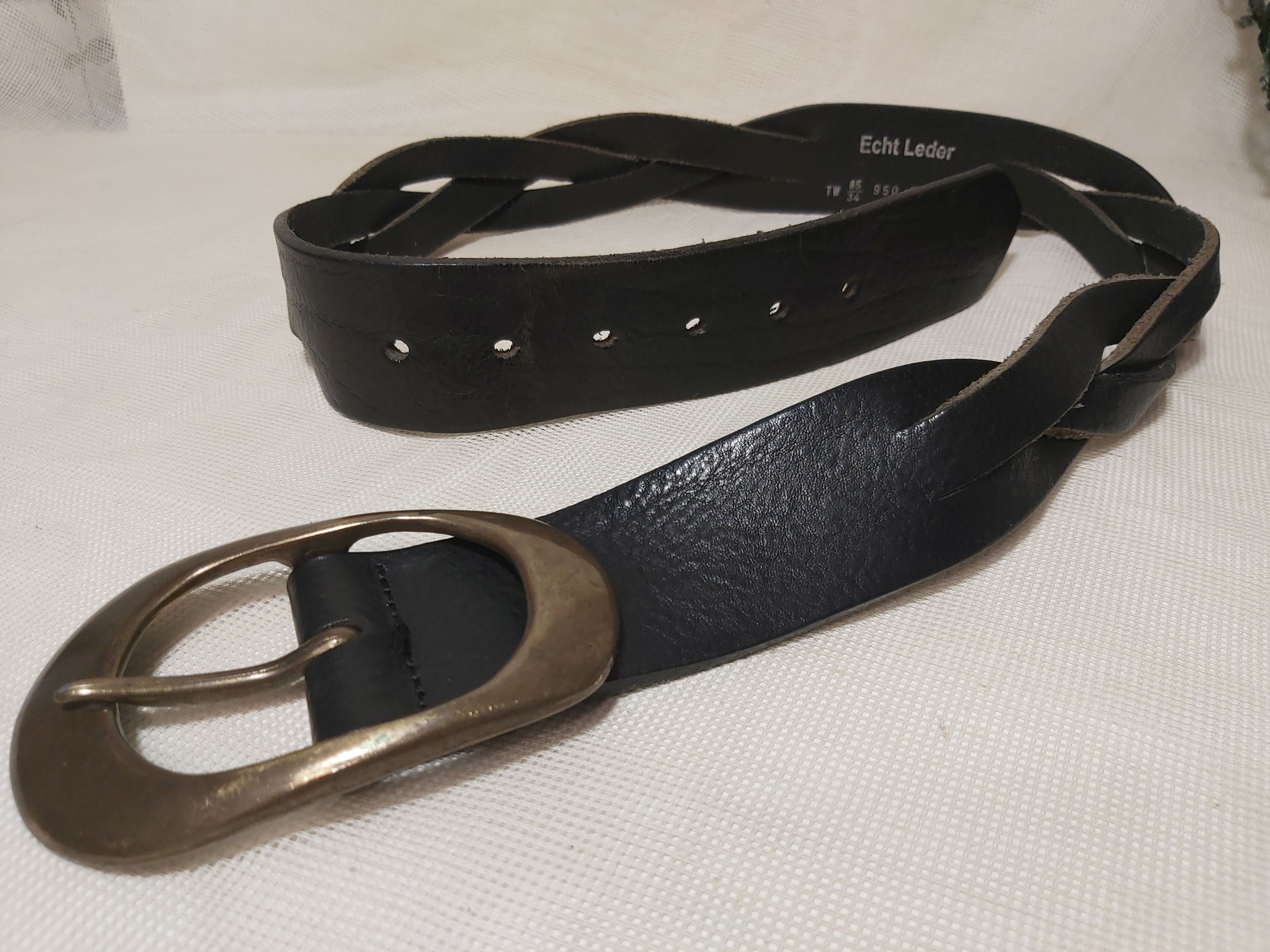 Vintage Vanzetti black braided belt. Vintage genuine leather belt Size ONE SIZE - 2 Thumbnail