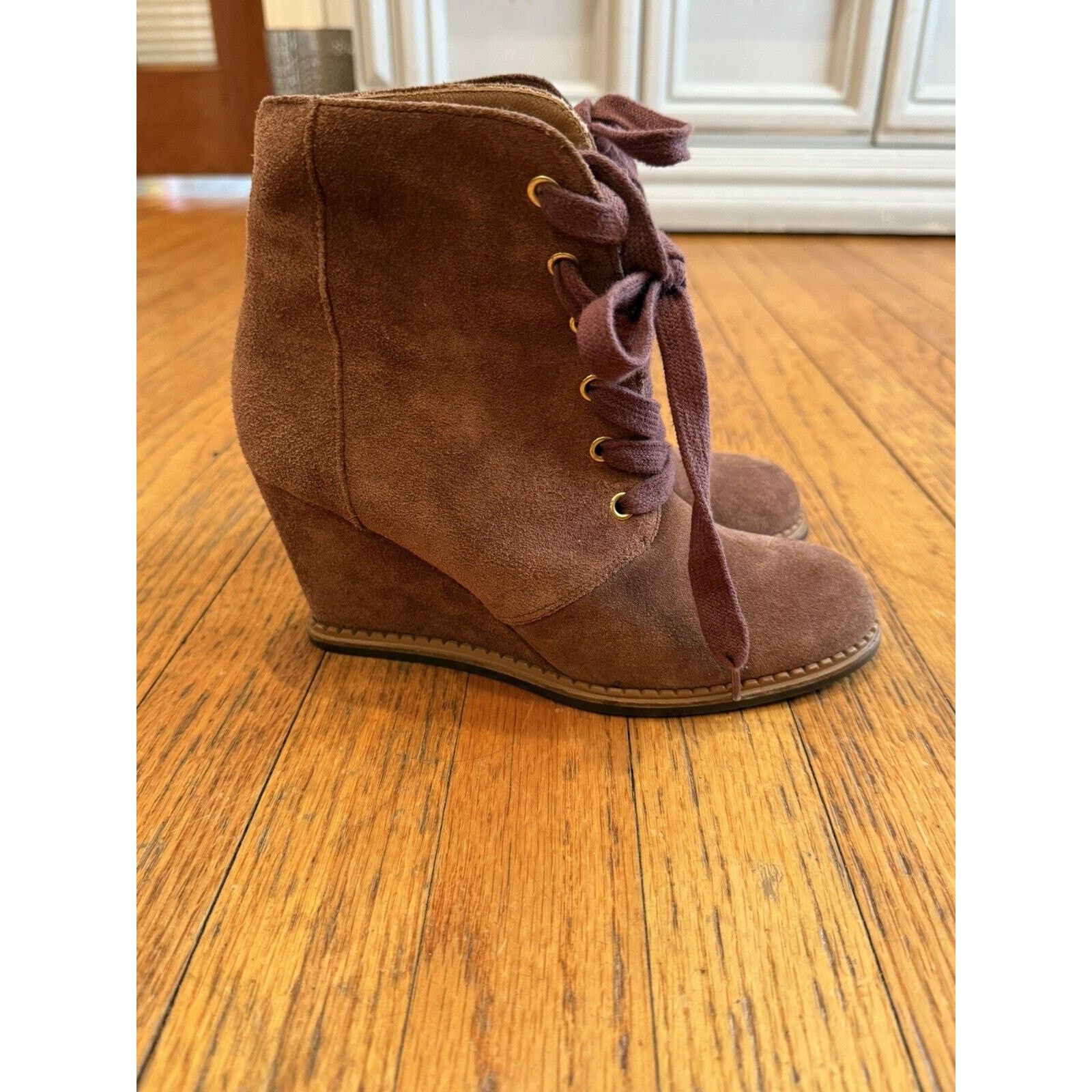Kate Spade Kate Spade NY Saundra Honey Brown Suede Wedge Boot Size 7.5 Size US 7.5 / IT 37.5 - 5 Thumbnail