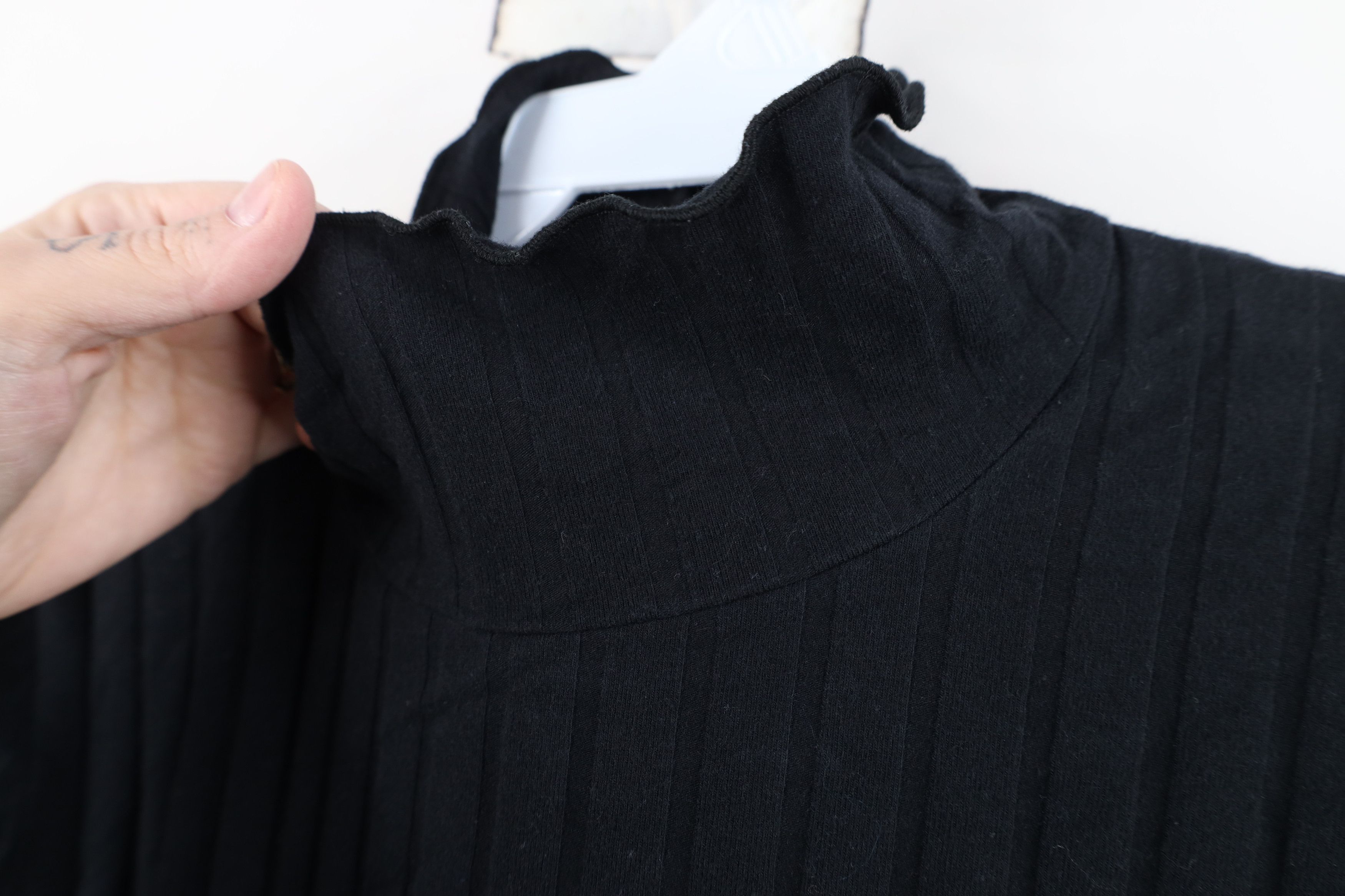 Madewell Madewell Blank Ruffled Ribbed Knit Turtleneck T-Shirt Black Size M / US 6-8 / IT 42-44 - 6 Thumbnail
