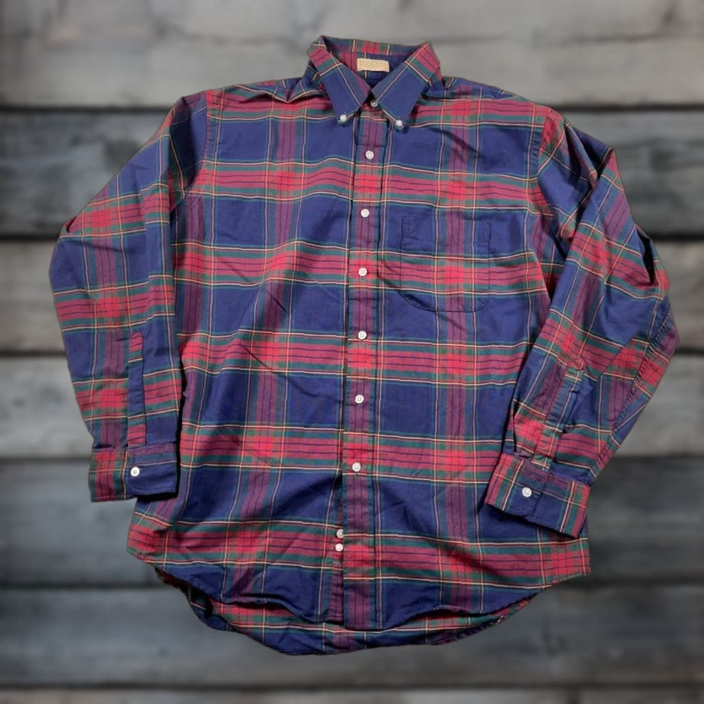 Vintage VINTAGE L.L. Bean Shirt Button-Front Plaid Long Sleeve 15.5 XL Red Blue USA Made Men Size US M / EU 48-50 / 2 - 1 Thumbnail