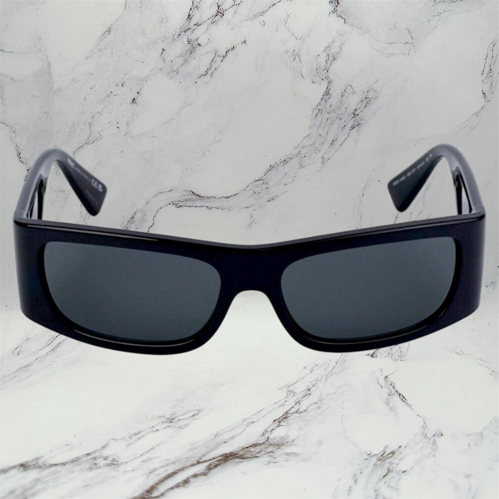 Versace VERSACE Sunglasses New Black Square Wrap Shield Mask Acetate Size ONE SIZE - 4 Thumbnail