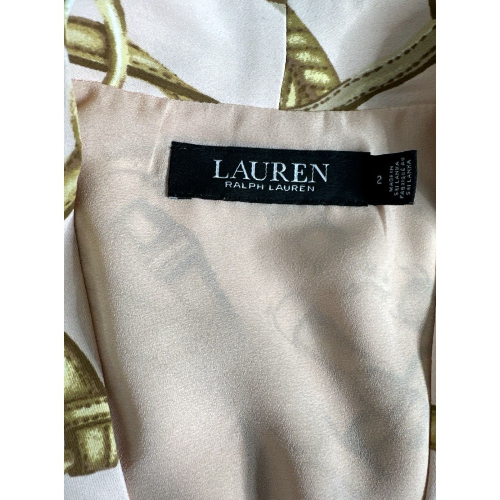 Ralph Lauren VINTAGE Lauren Ralph Lauren Dress Short Sleeve Midi Women 2 XS Round Neck Zip A-Line Brown Geometric 41" Length Women Size 26" / US 2 / IT 38 - 5 Thumbnail