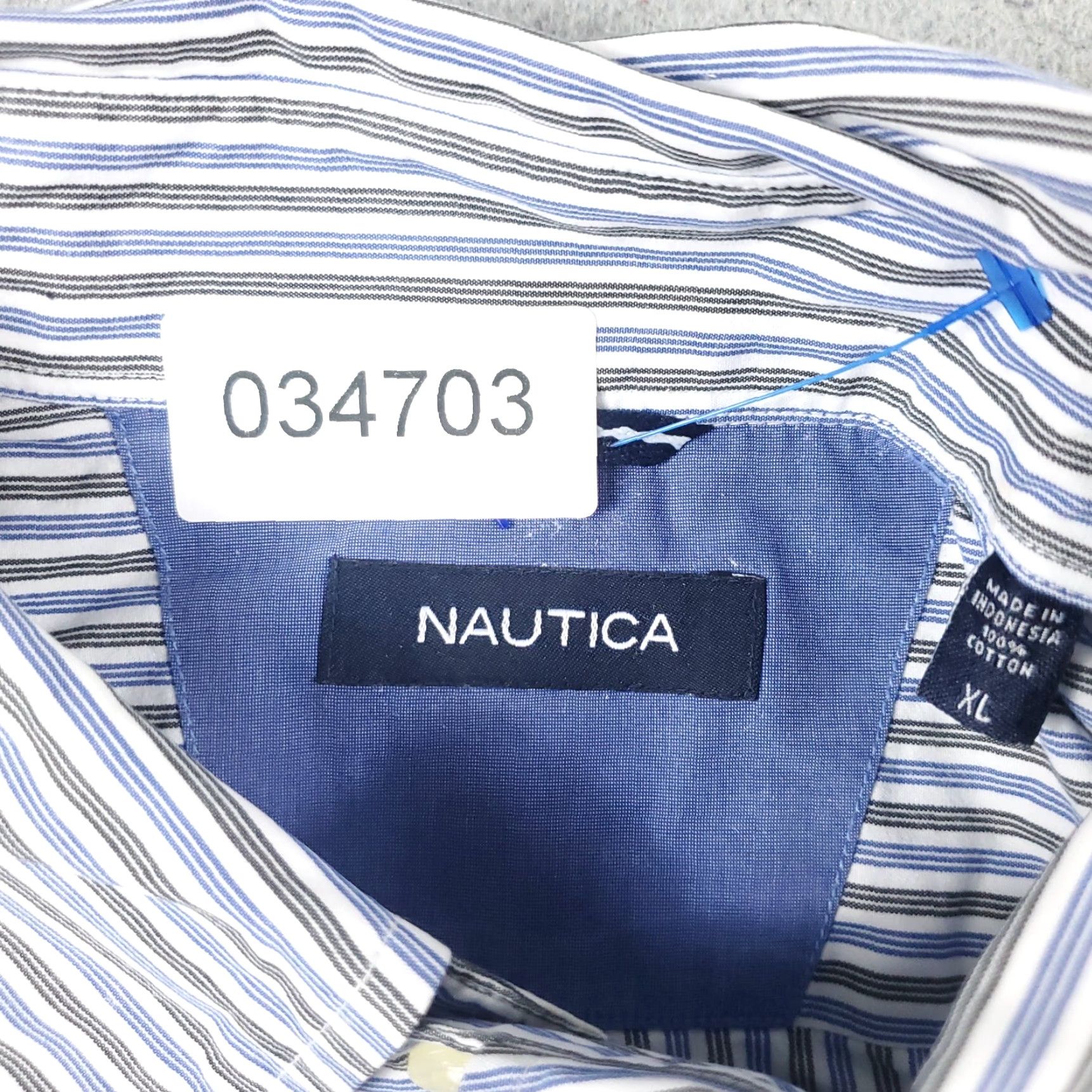Nautica Nautica Shirt Mens XL Blue Striped Button-Up Long Sleeve Casual Cotton Classic Comfort Size US XL / EU 56 / 4 - 7 Thumbnail