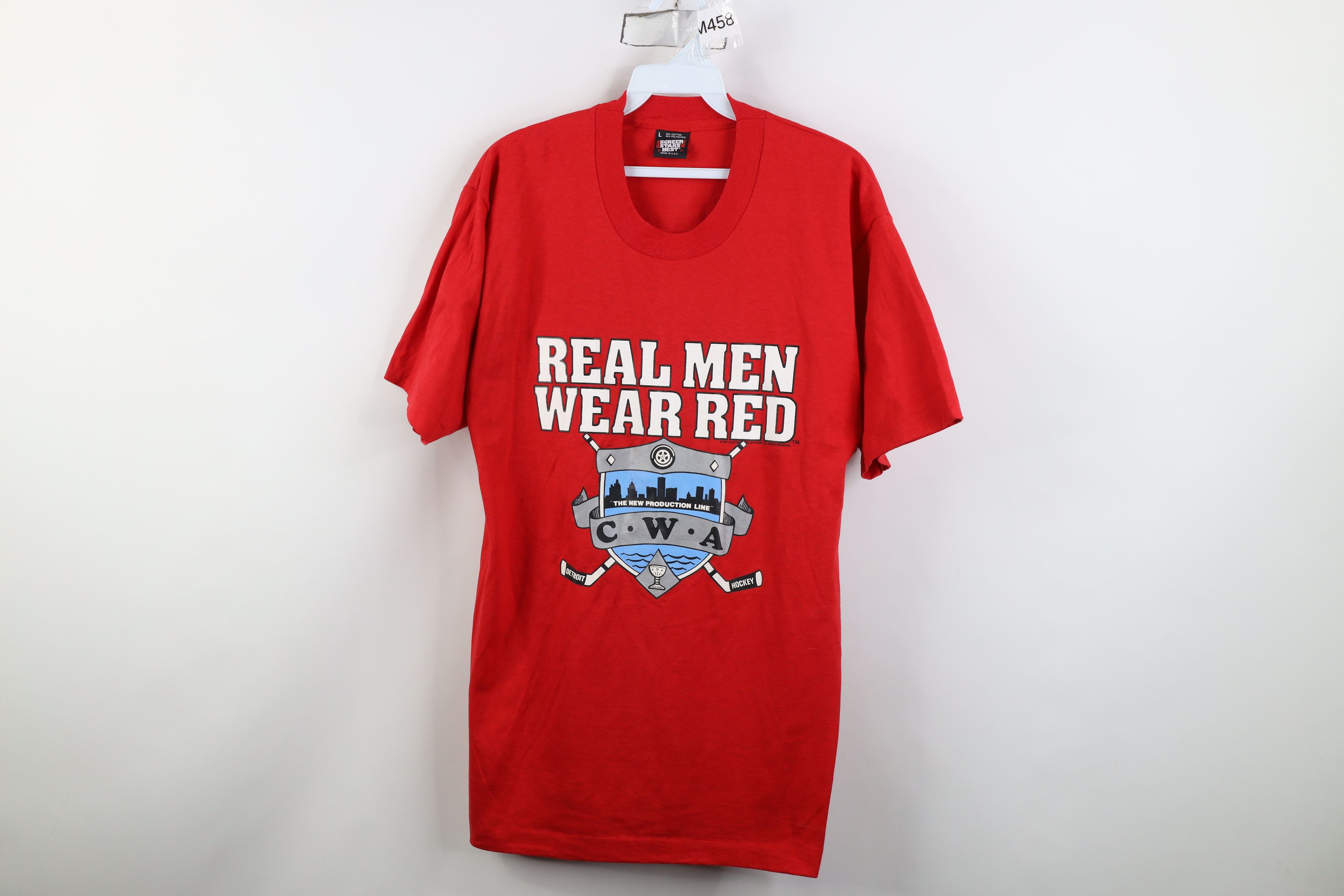 Vintage Vintage 90s Men Wear Red Detroit Red Wings Hockey T-Shirt Size US L / EU 52-54 / 3 - 1 Thumbnail