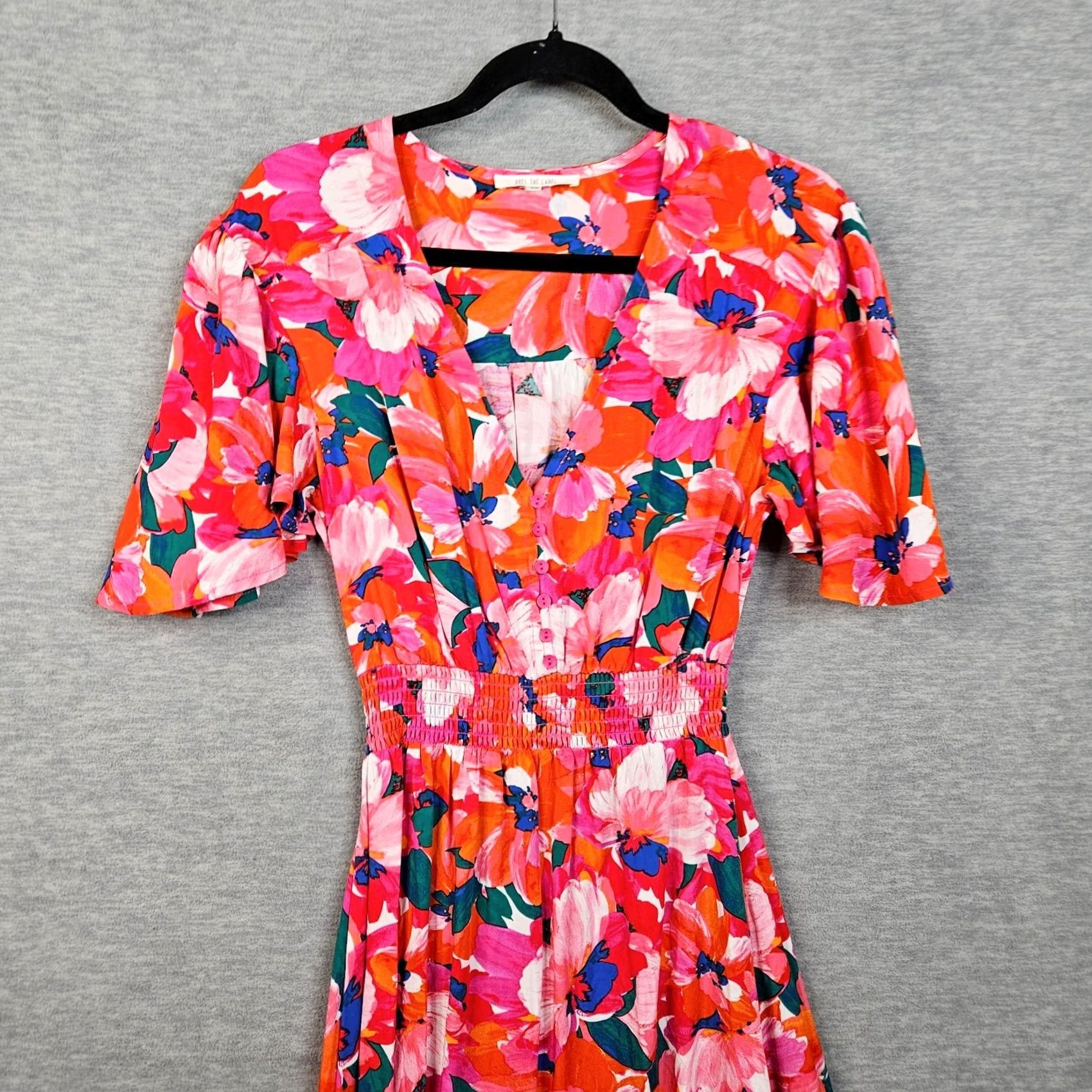 Vintage Abel The Label XS Women's Floral Tropical Flutter Maxi Dress Shirt? Size XS / US 0-2 / IT 36-38 - 3 Thumbnail