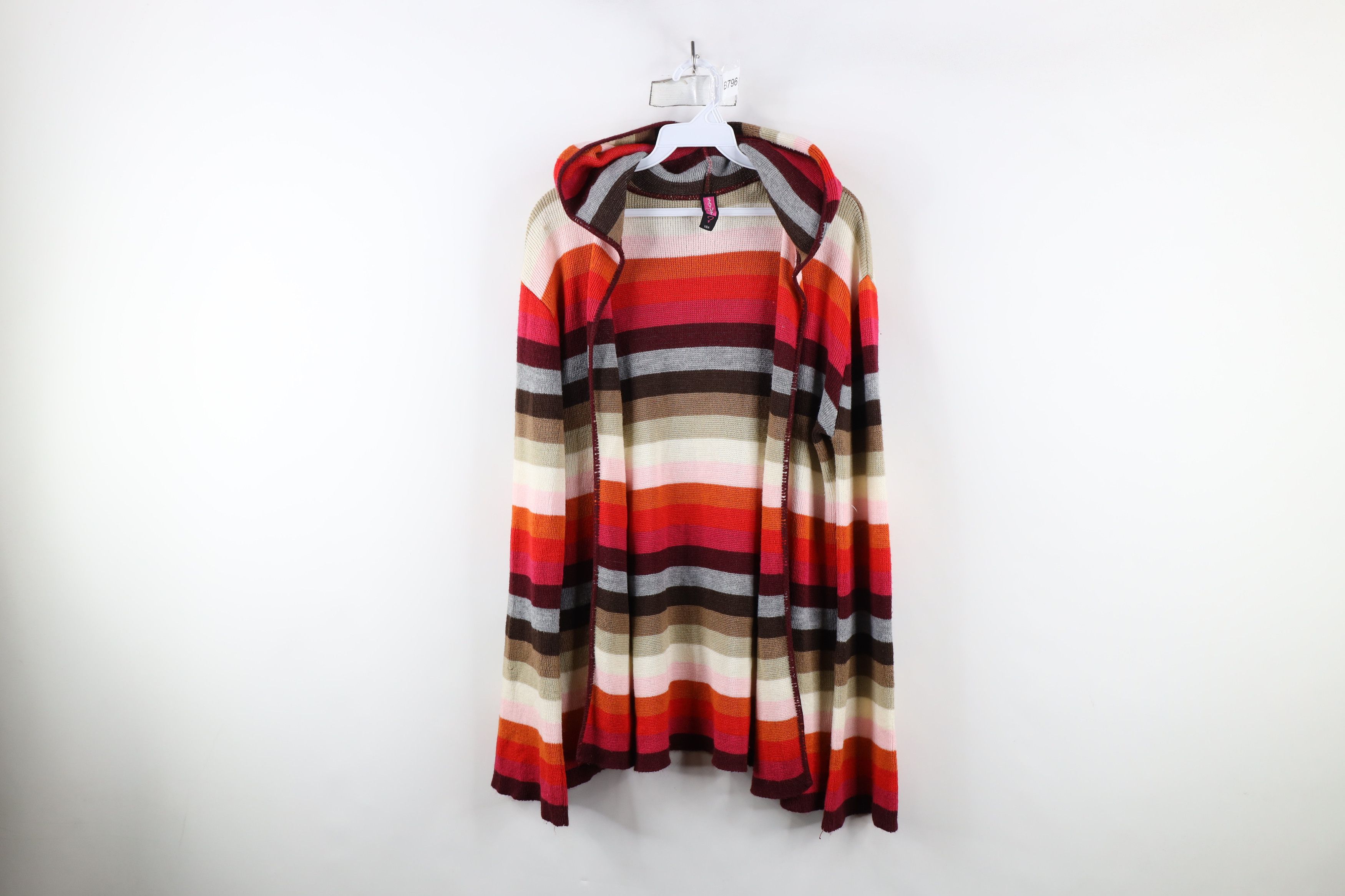 Vintage Vintage 90s Y2K Babydoll Striped Hooded Knit Sweater USA Size S / US 4 / IT 40 - 1 Thumbnail