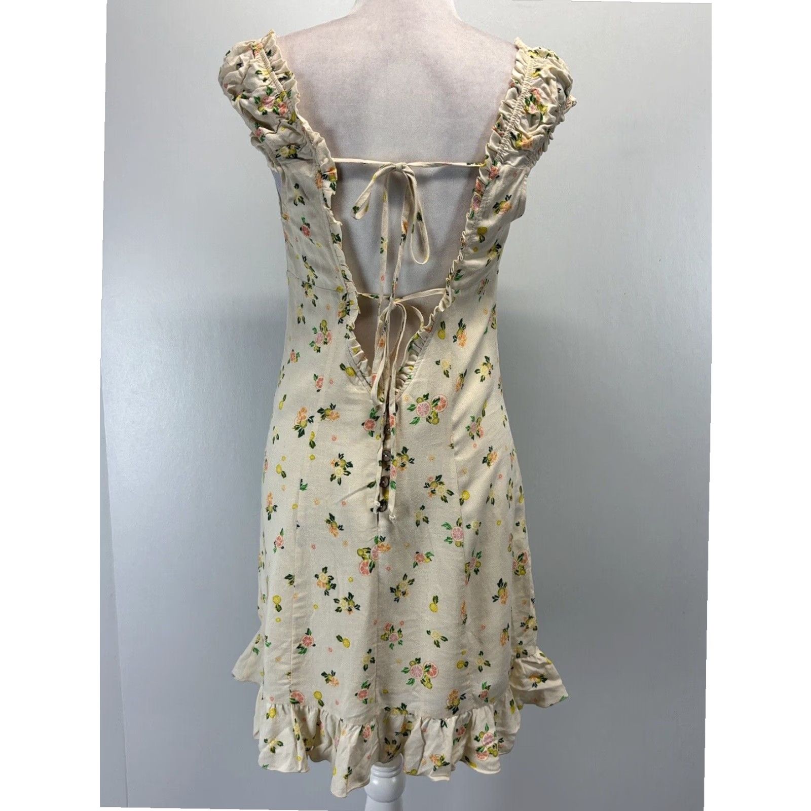 Free People Free People Mini Dress Small Extra Large Womens Citrus Print Linen Blend Size S / US 4 / IT 40 - 3 Thumbnail