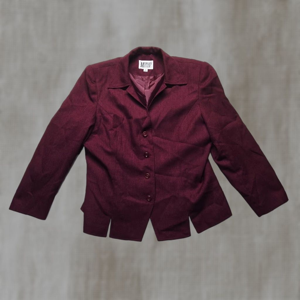 Vintage VINTAGE Morgan Miller Blazer Adult 18 Red Burgandy Tuxedo Buttons Career Business Womens Size XXL / US 16-18 / IT 52-54 - 1 Thumbnail