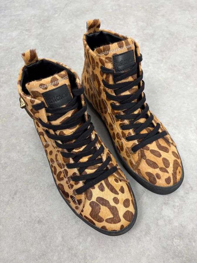 Just Cavalli Cavalli Pony Hair Leopard High Leather Sneakers Size US 9 / EU 42 - 6 Thumbnail