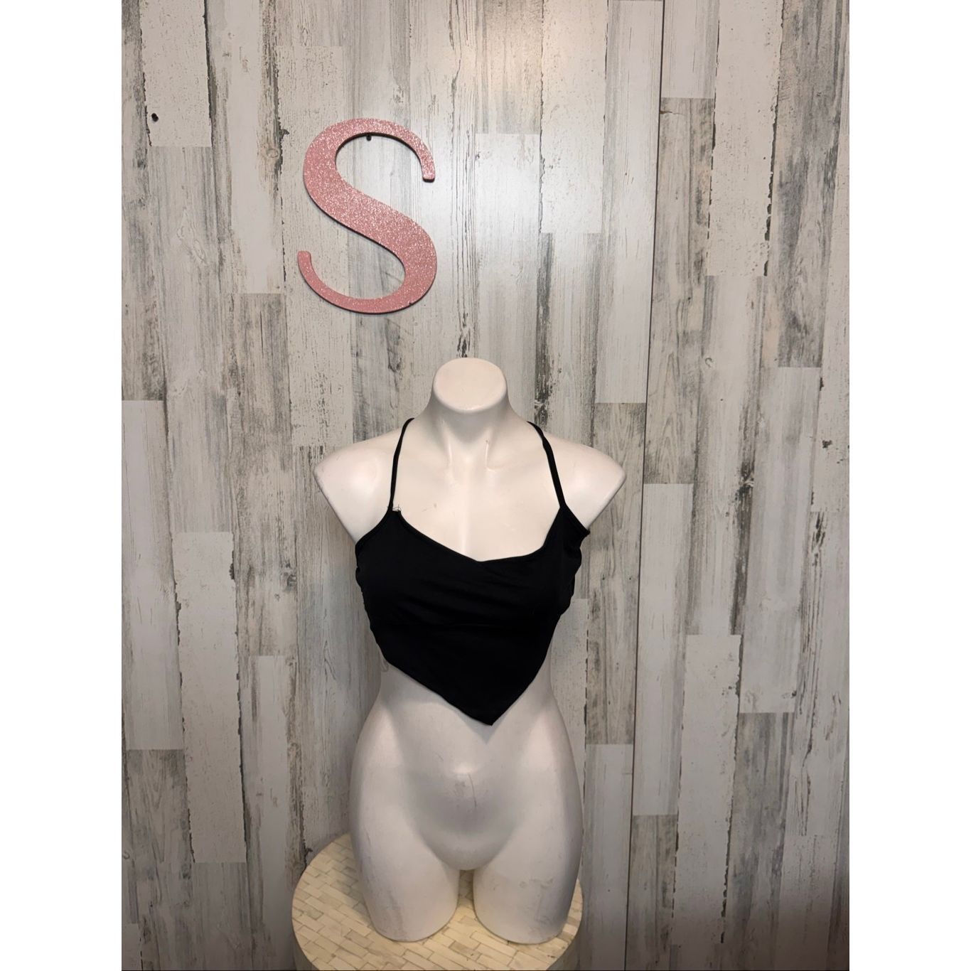 Other Blue Blush Black Handkerchief Crop Top Criss Cross Tie Back size Small Size S / US 4 / IT 40 - 1 Thumbnail