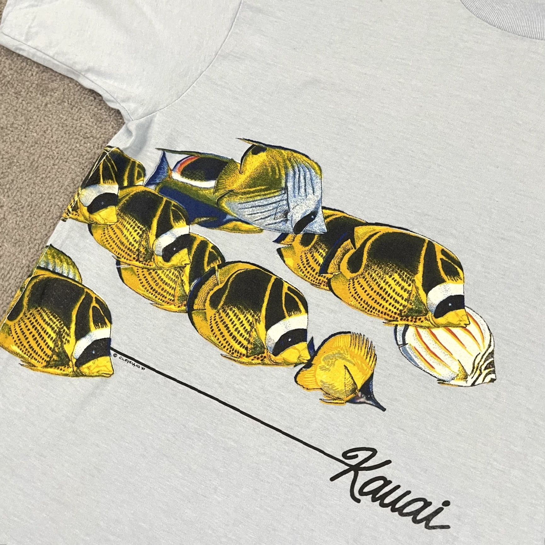 Vintage VINTAGE Oneita VTG Fish Shirt Men XL Blue Wrap Around All Over Kauai Hawaiian Beach Animals 90s Shirt Size US XL / EU 56 / 4 - 3 Thumbnail