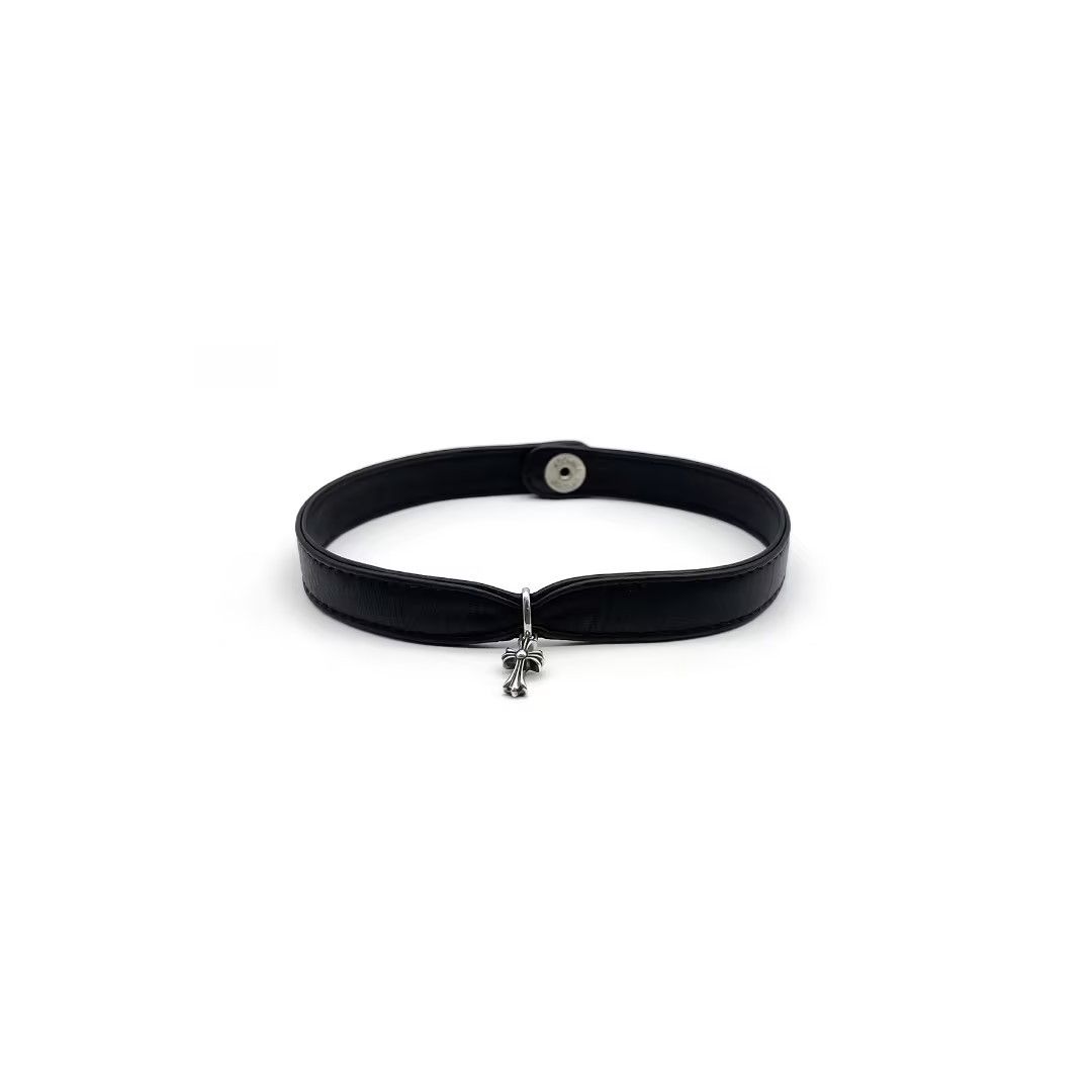 Chrome Hearts Chrome Hearts Silver Babyfat Leather Choker Size ONE SIZE - 1 Thumbnail