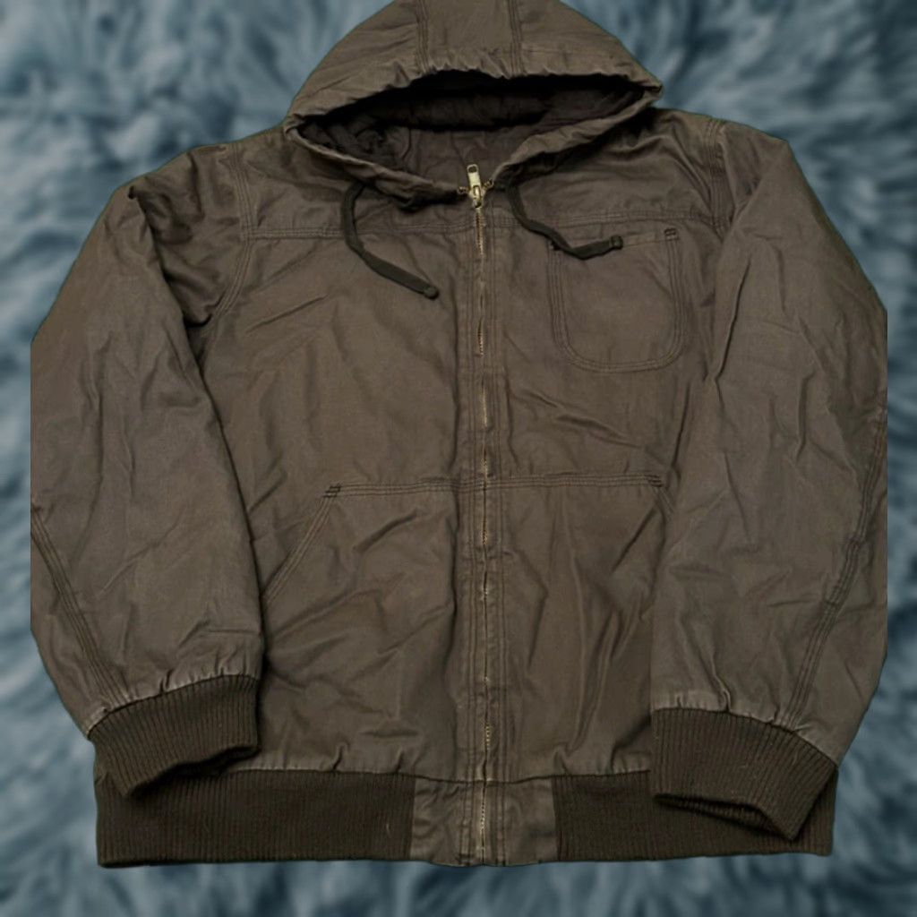 Vintage VINTAGE DVS Skater Waxed Canvas Work Wear Detroit Hoodie Jacket L Mens Black 90s Y2K Punk Grunge Hip Hop Waxed Hooded Full Zip Size US L / EU 52-54 / 3 - 1 Thumbnail