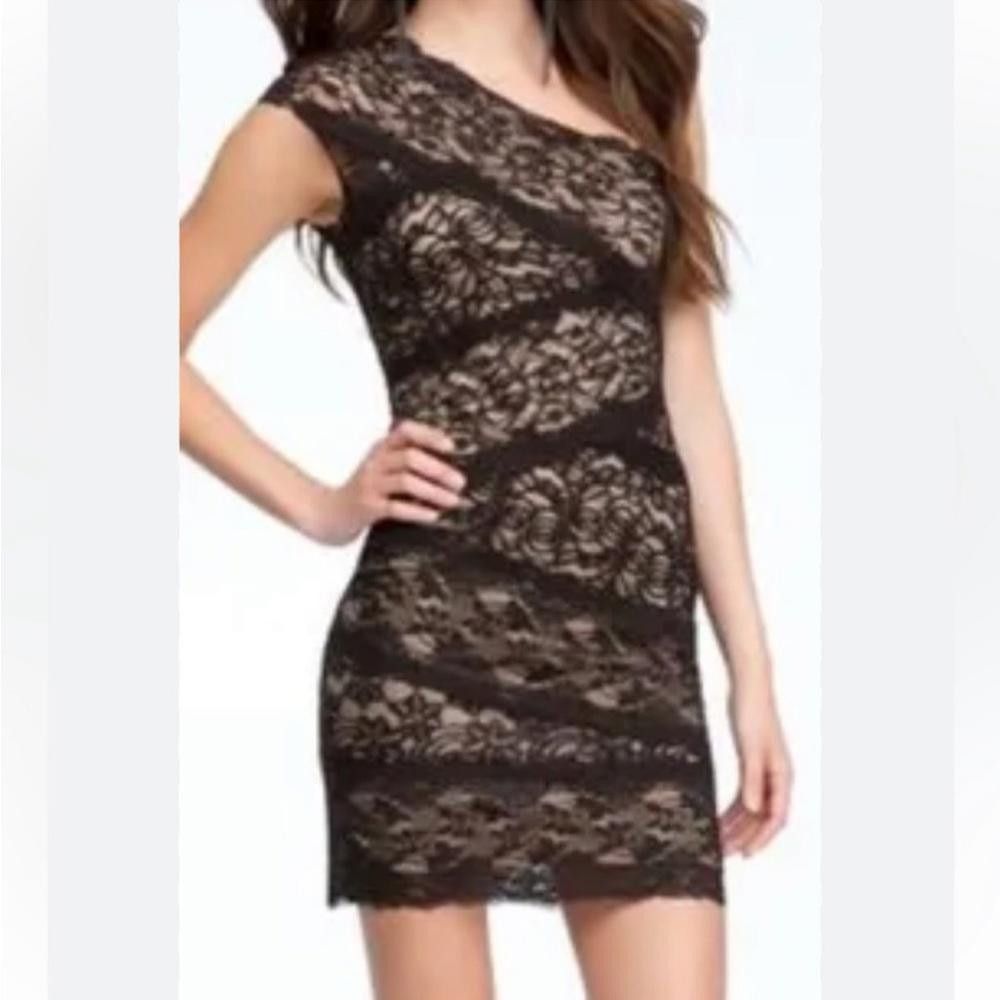 United Colors Of Benetton Bebe l NWT Black Lace One Shoulder Bandage Dress XS Size XS / US 0-2 / IT 36-38 - 9 Thumbnail