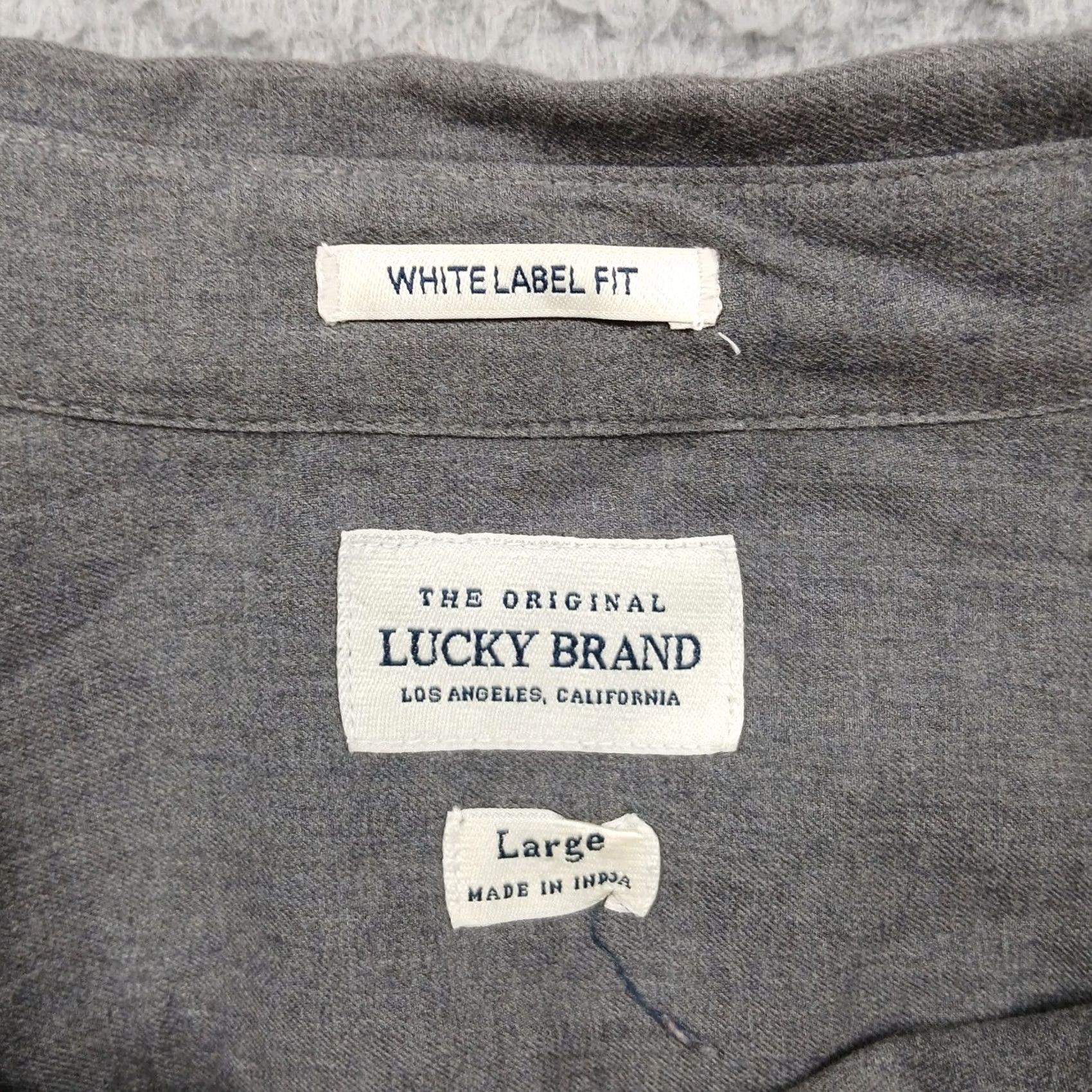 Lucky Brand Lucky Brand Casual Shirt L Gray Long Sleeve Button Down Men's White Label Fit Size US L / EU 52-54 / 3 - 3 Thumbnail