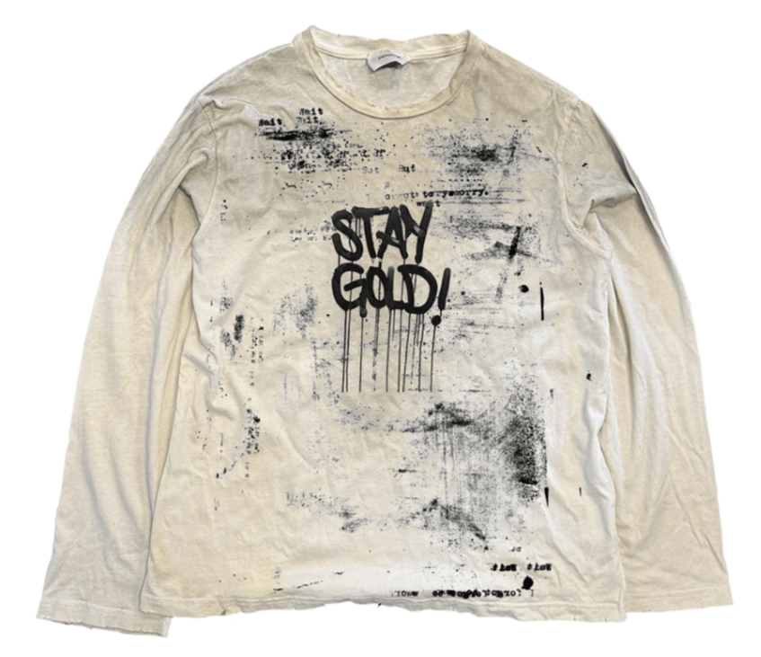 Graffiti Printed Destroyed Dirty T Shirt