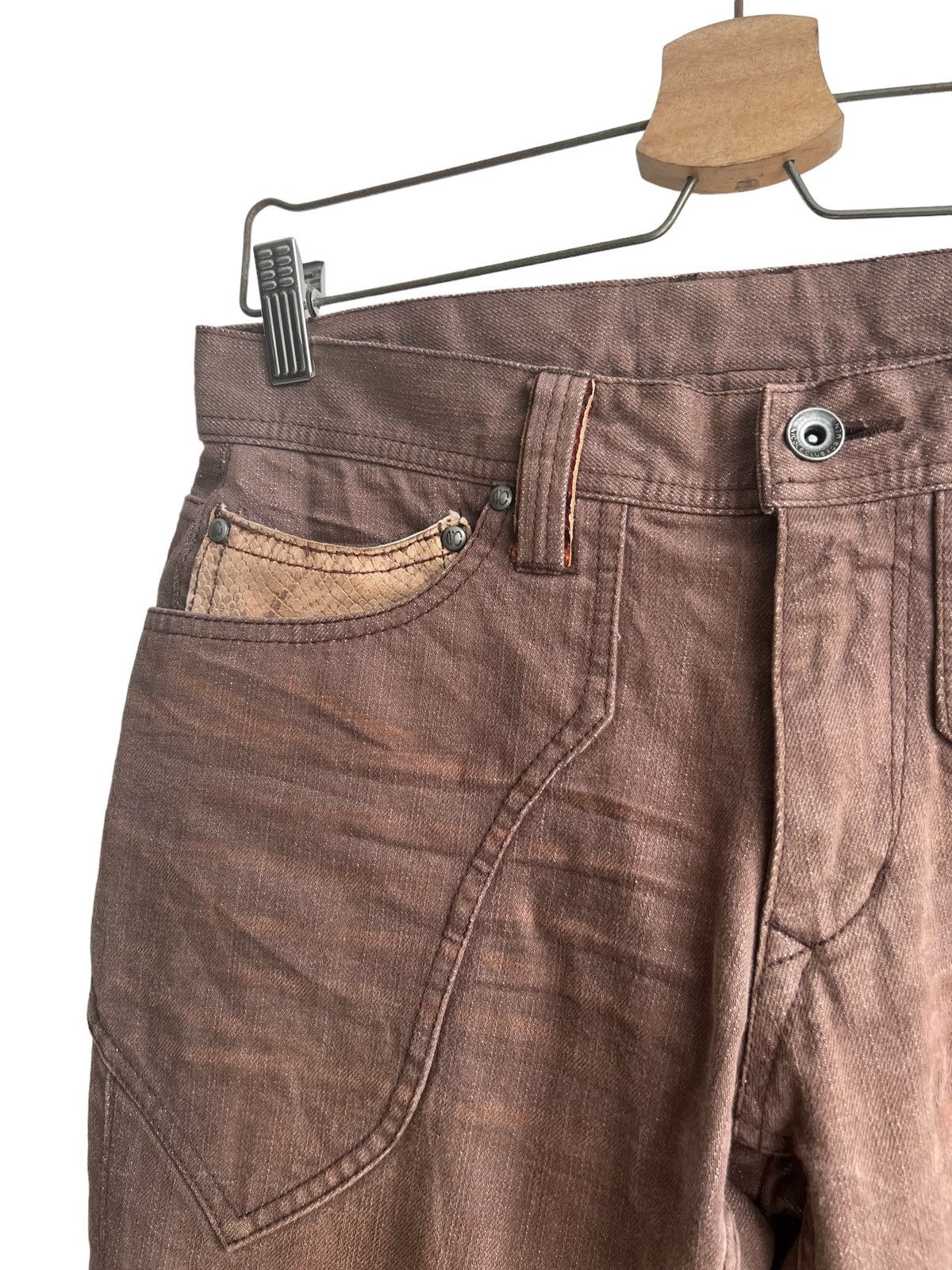 If Six Was Nine 1990s Nicole Clubs 🇯🇵 Leather Guns Pockets Flare Denim Size US 32 / EU 48 - 9 Thumbnail