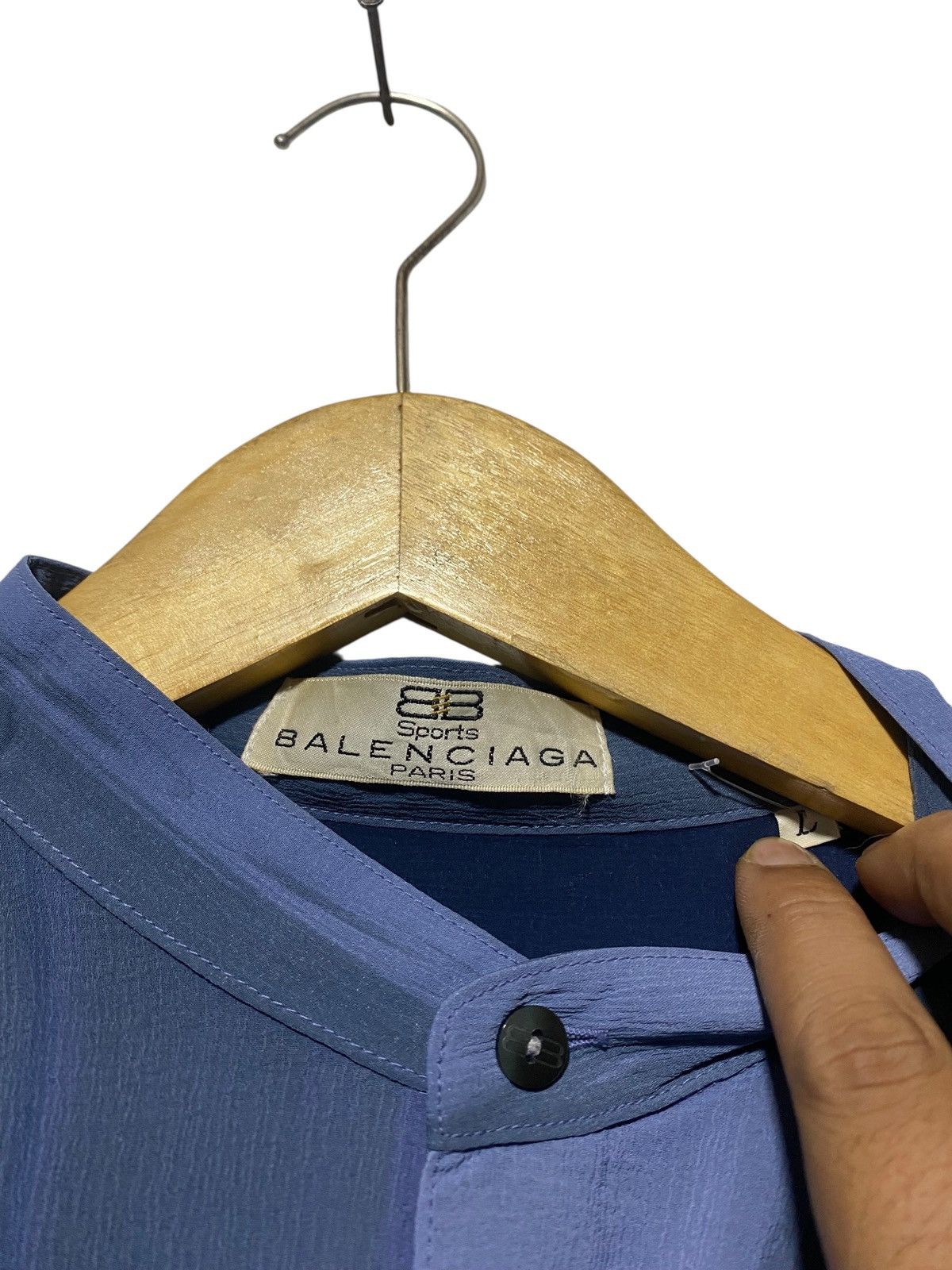 Balenciaga Vtg Balenciaga 2004 stripe color stand collar oversize shirt Size US L / EU 52-54 / 3 - 11 Thumbnail
